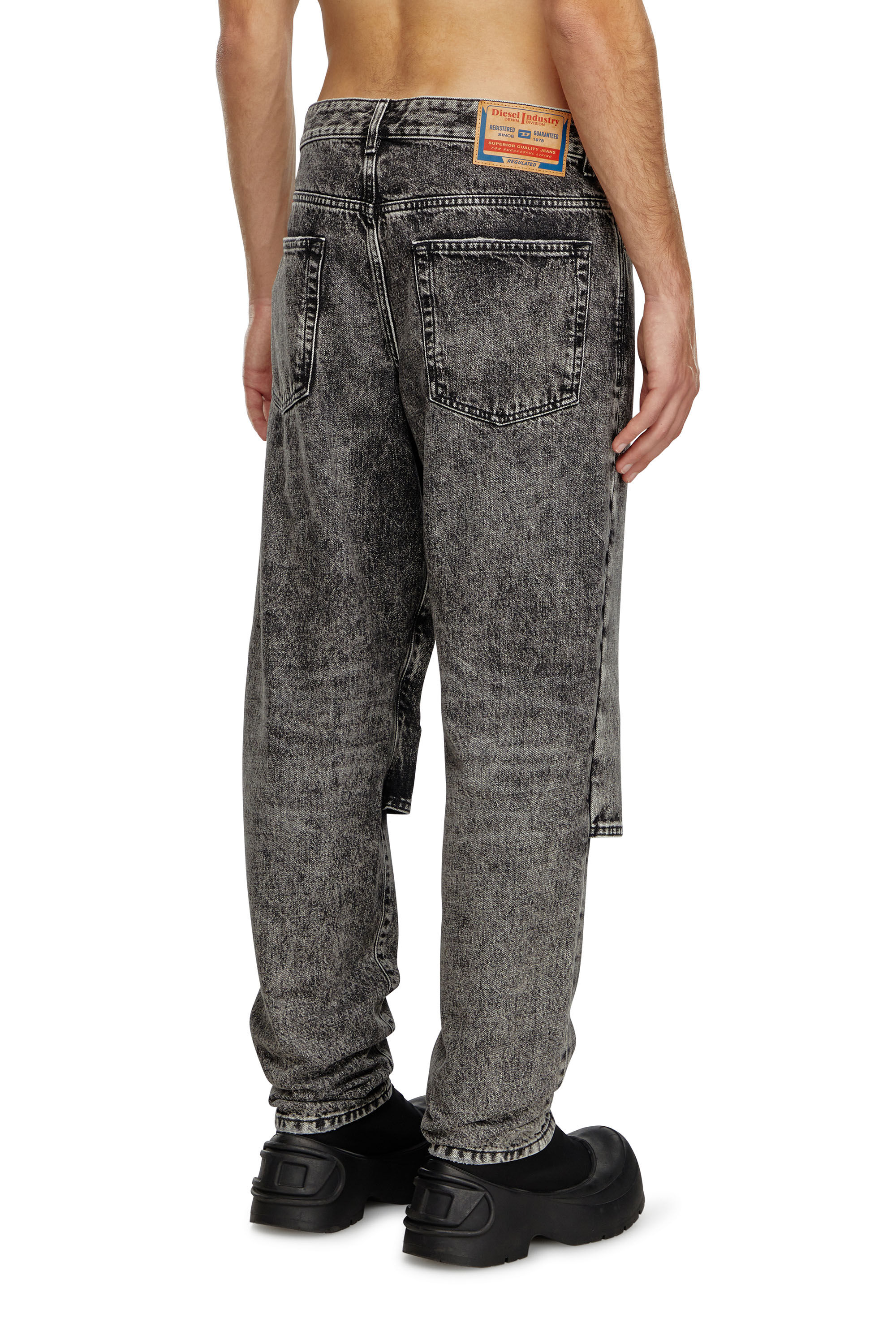 Diesel - Straight Jeans D-Malon 0CBDE Hombre, Negro/Gris oscuro - 4