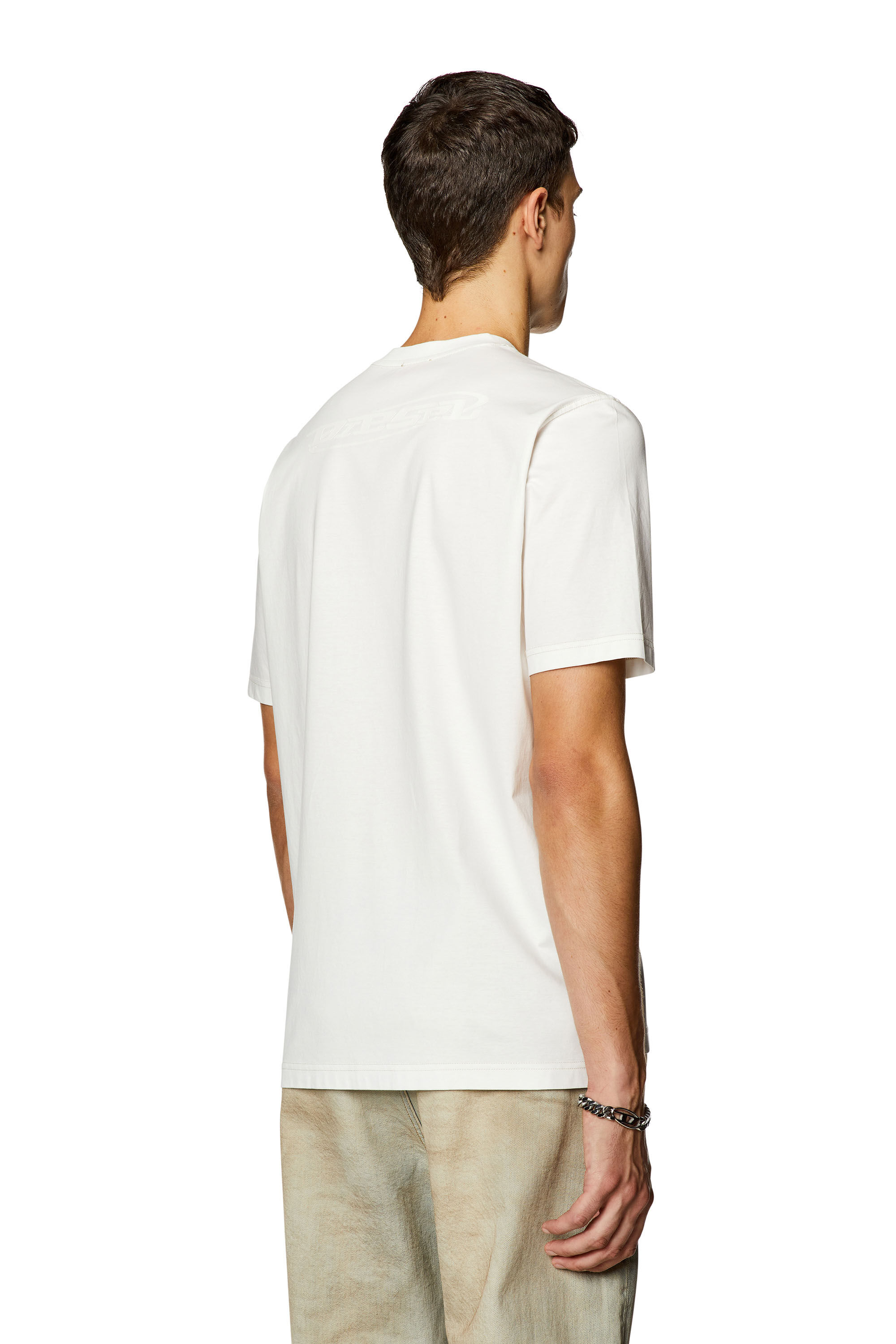 Diesel - T-MUST-SLITS-N, Man Logo-print T-shirt in mercerised cotton in White - Image 4
