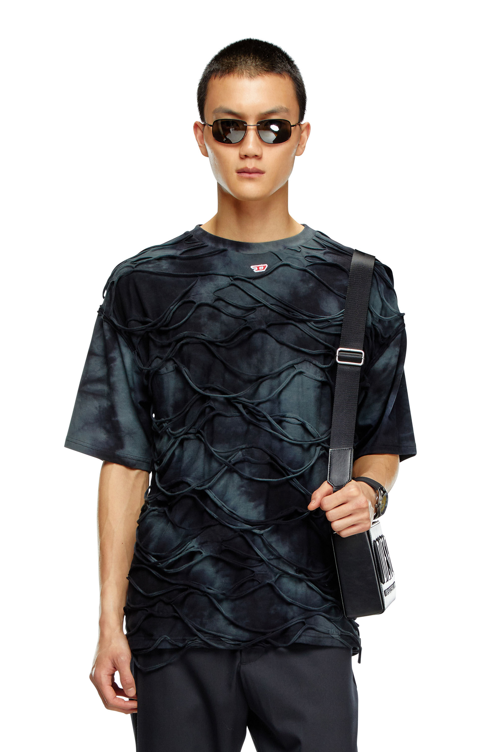 Men's T-shirt with floating strands | Black | Diesel