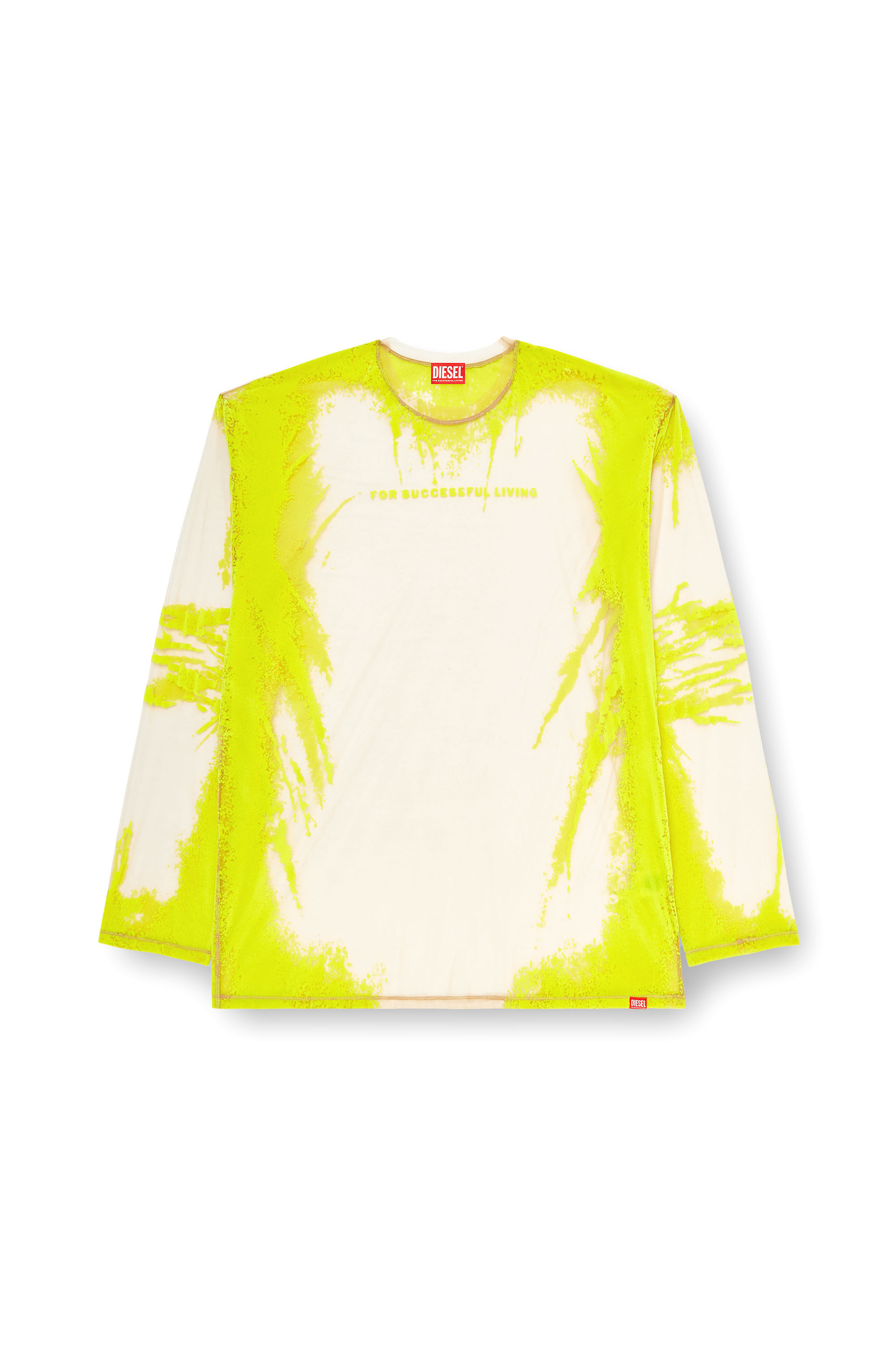 Women's Long-sleeve nylon T-shirt with lyrics print | Yellow