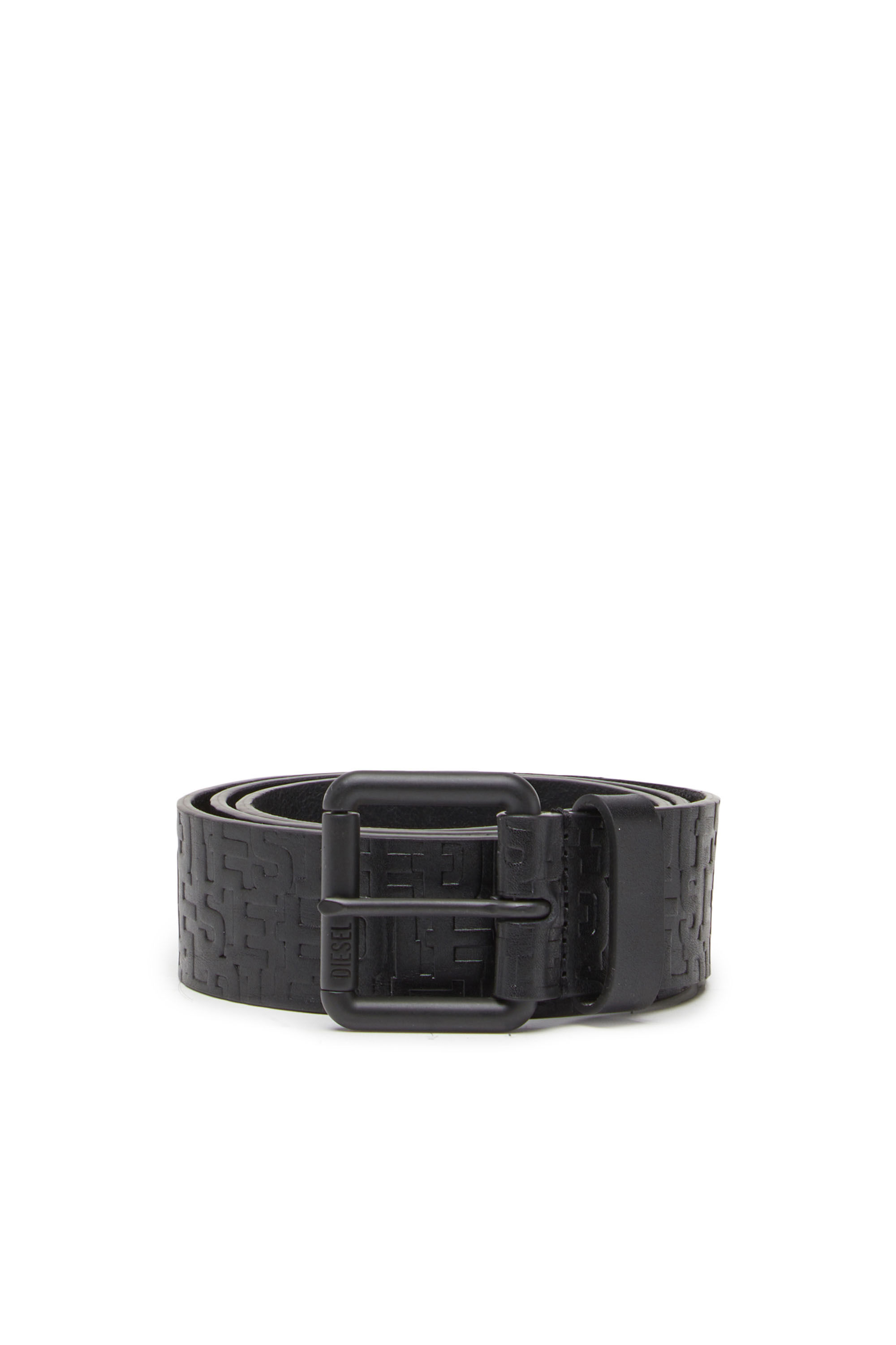 Diesel - B-MONOGRAM LE, Man's Leather belt with monogram embossing in Black - 1