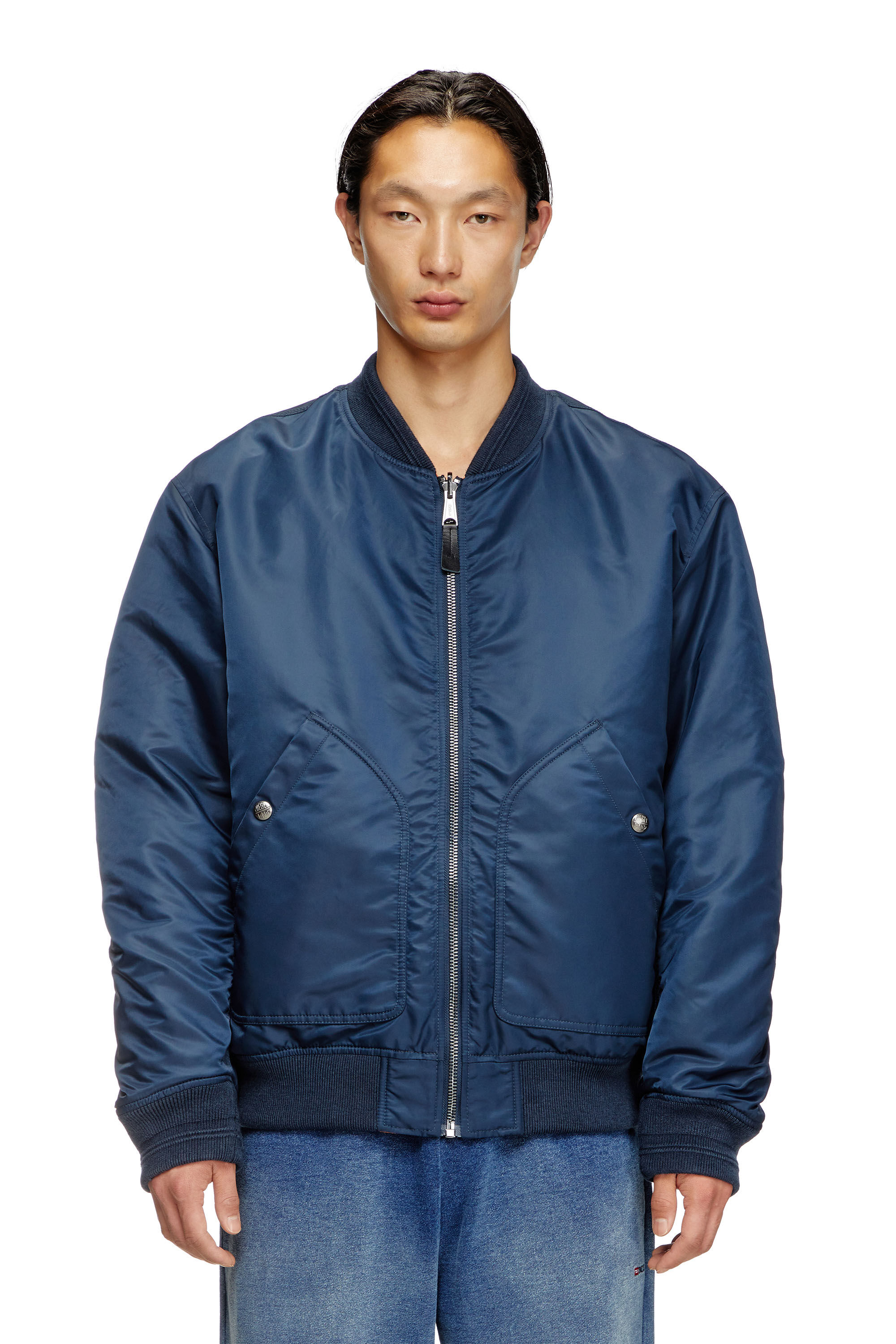 Diesel - J-HELD, Chaqueta bomber de nailon acolchado con Oval D Hombre in Azul marino - 3