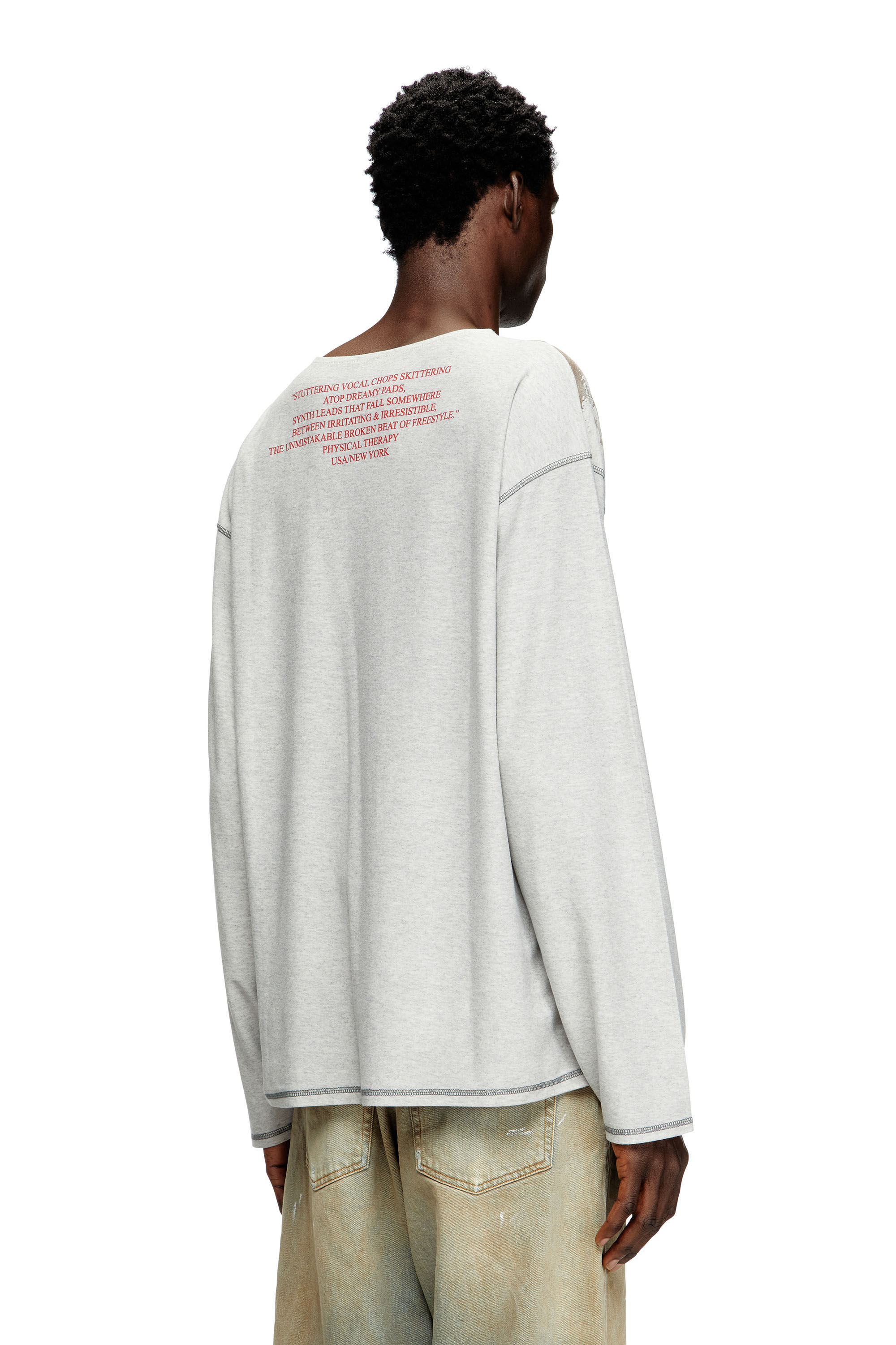 DIESEL t-jerry-b クラブ レイブカルチャー ライトウェイト Women's Long-sleeve T-shirt with lyrics print | Grey | Diesel