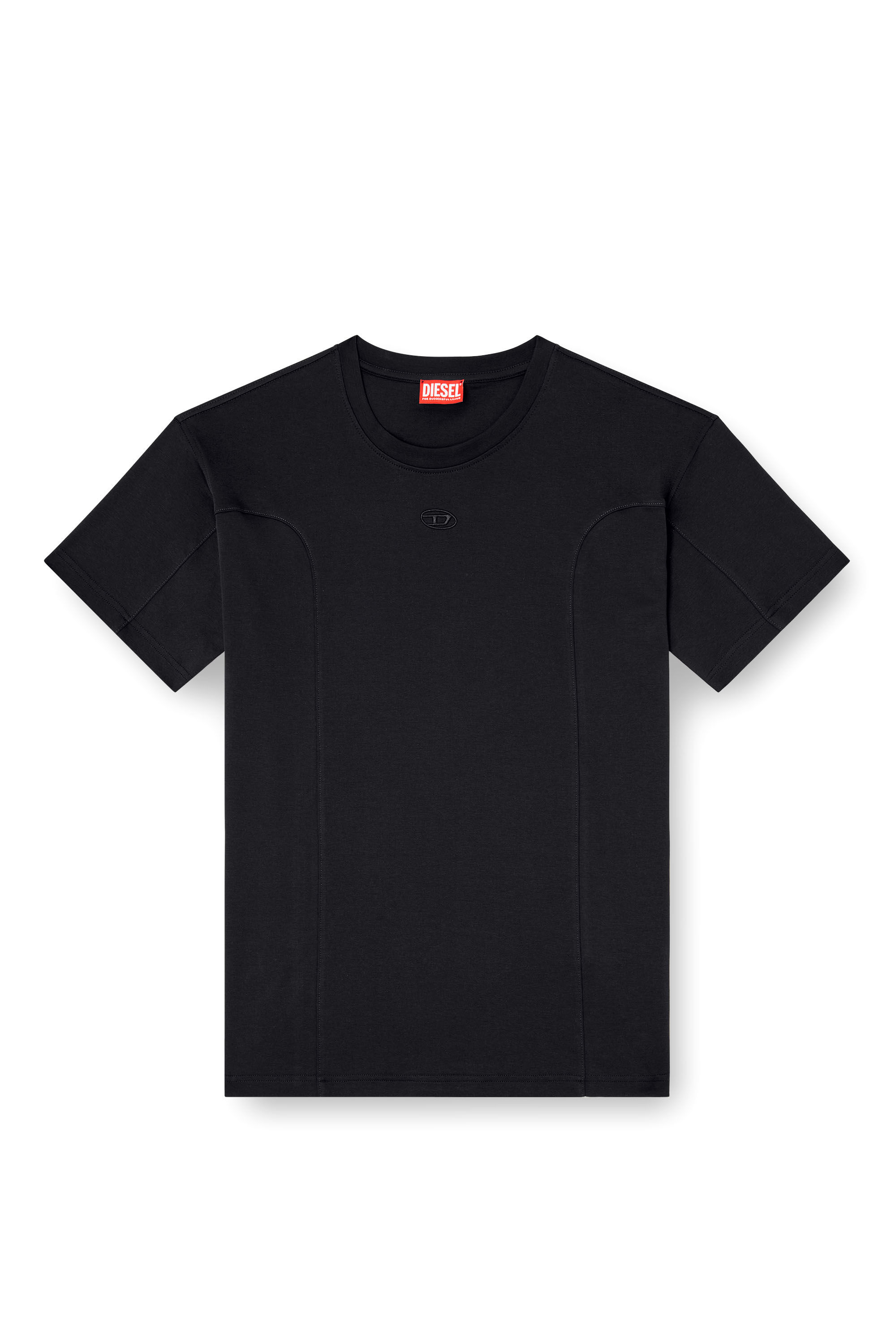 ★DIESEL★ T ELE Long Short Sleeve T-Shirt Black A128310WHAE Men's Short-sleeve T-shirt with panels | Black | Diesel