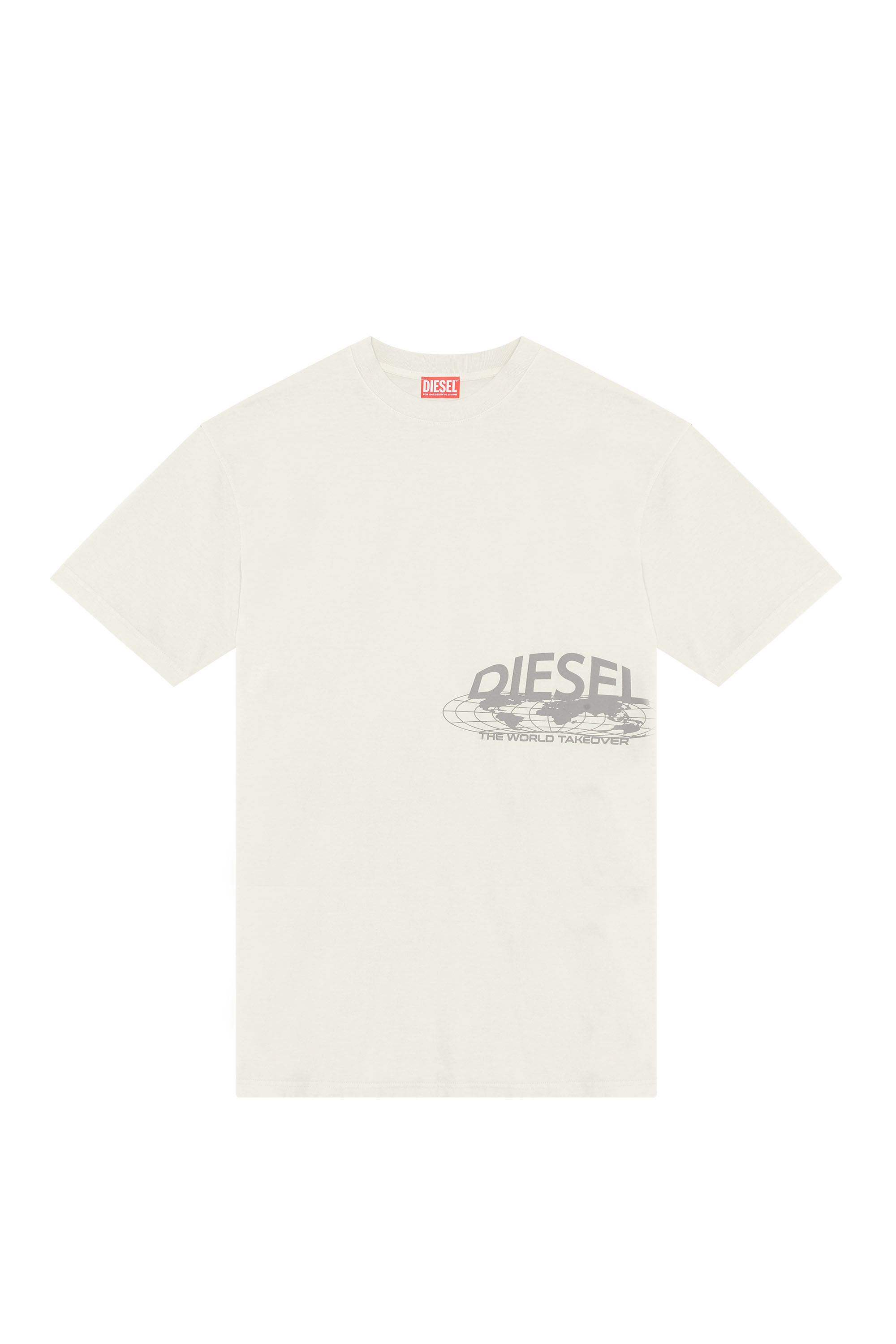 Diesel - T-WASH-L5, Man's T-shirt with Diesel world prints in White - 2