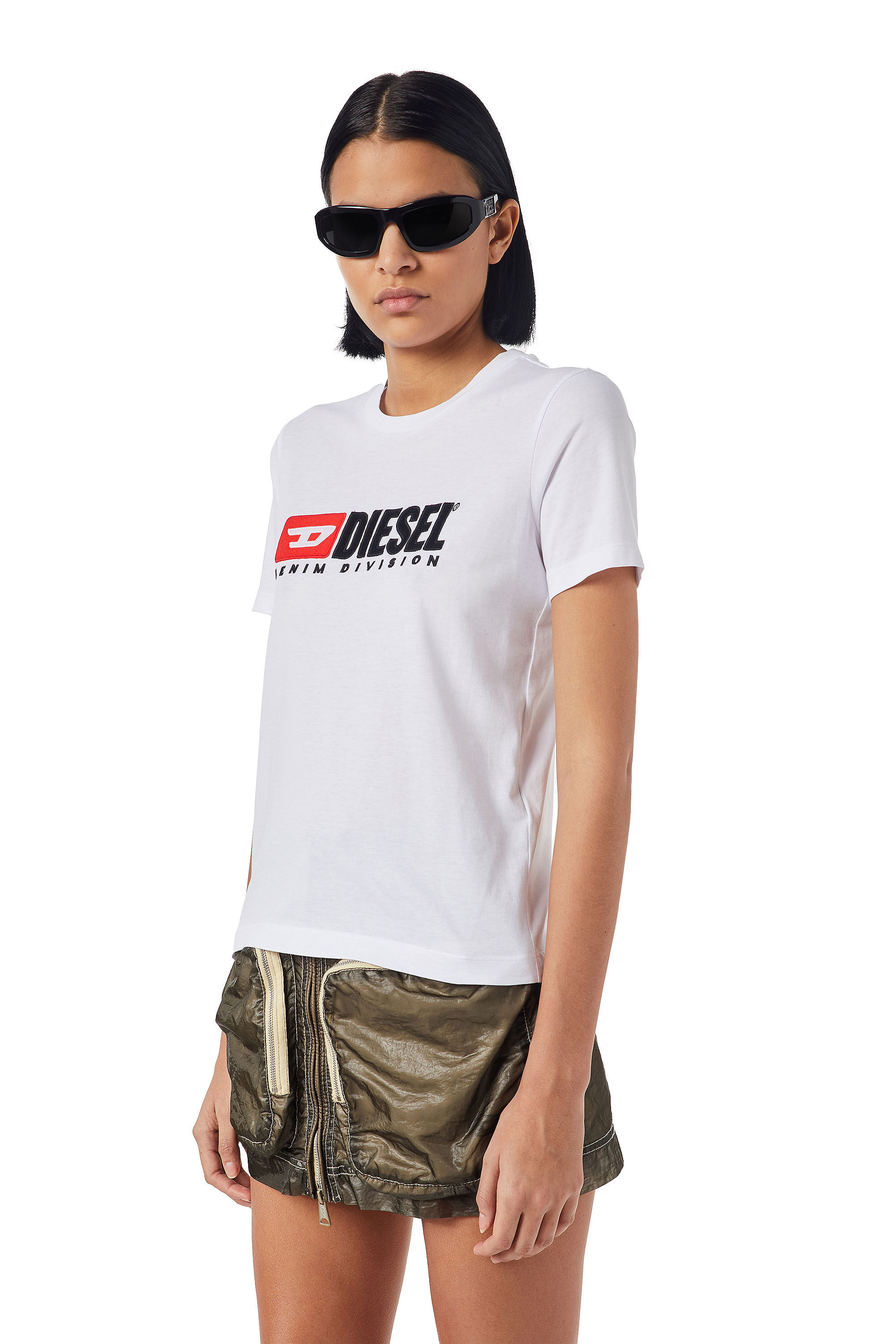 Diesel - T-REG-DIV, Woman's T-shirt with fleece patches in White - 6
