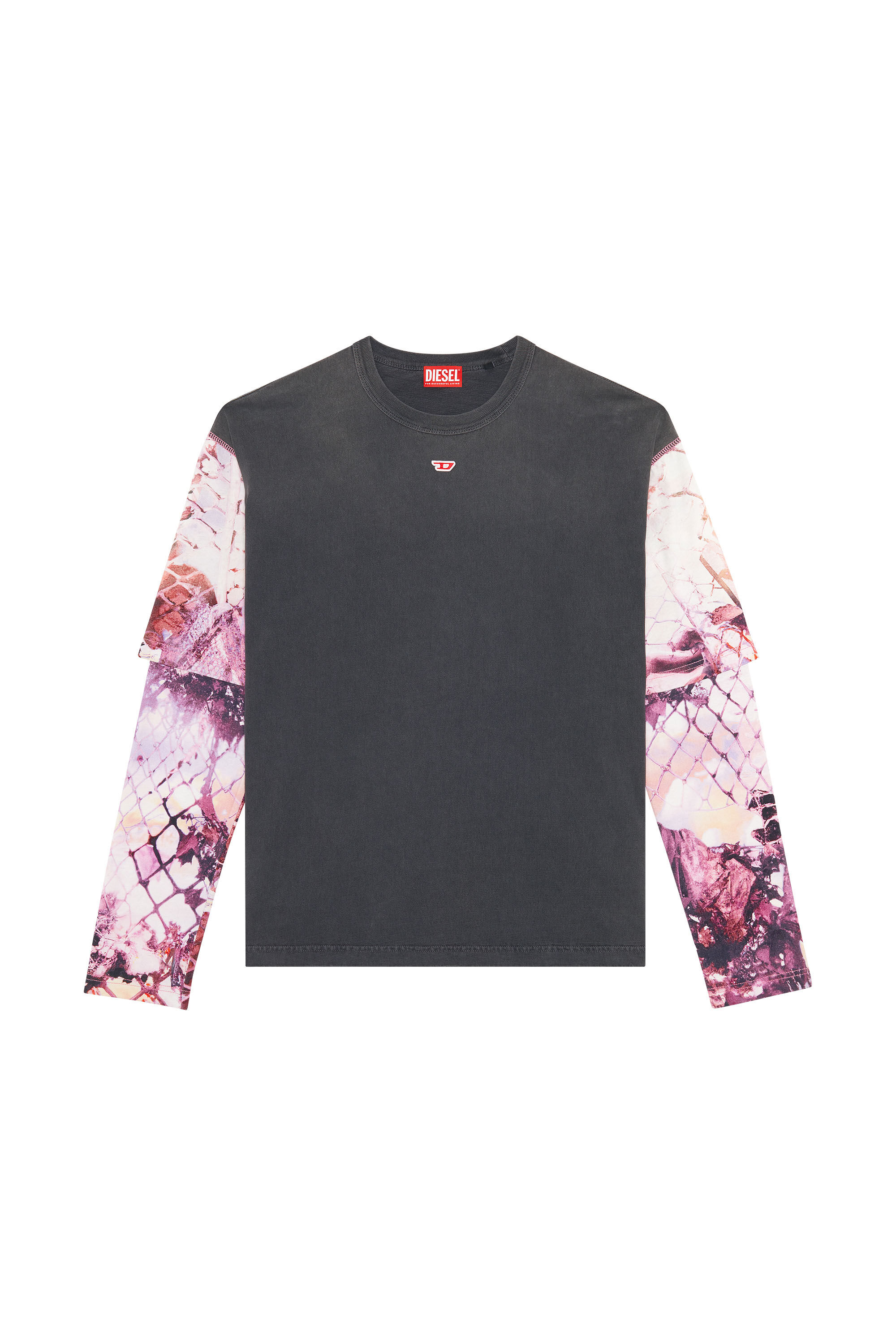 Men's Oversized Layered T-shirt with graphic sleeves | Diesel