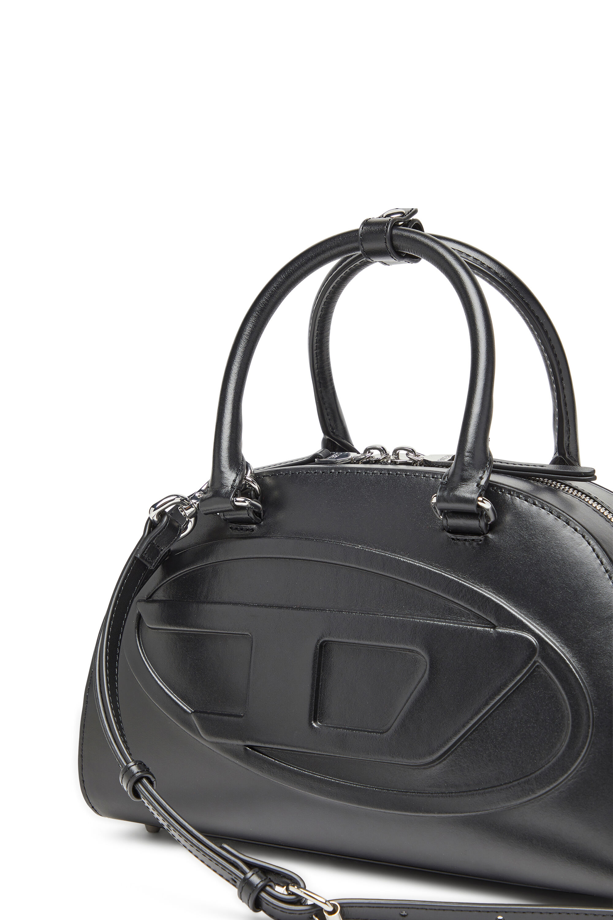 Diesel - 1DR DOME TOP HANDLE, Woman's Leather bowling bag in Black - 5