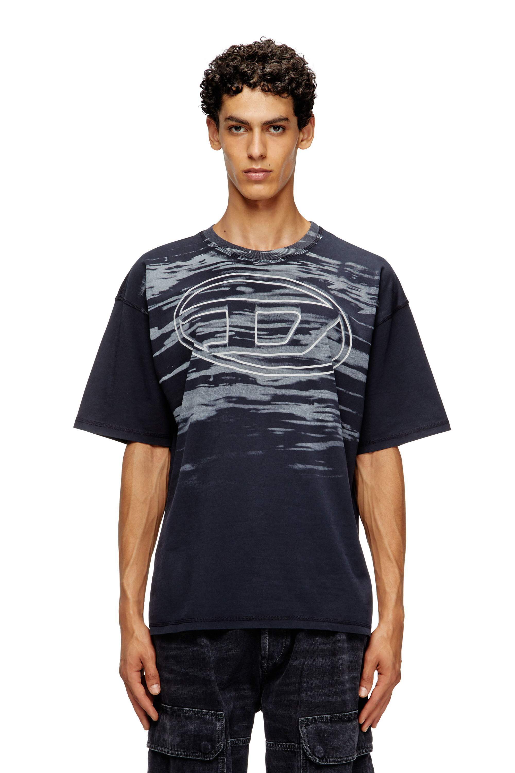 Diesel - T-BOXT-T5, Camiseta de algodón con estampado Oval D Hombre in Azul marino - 3
