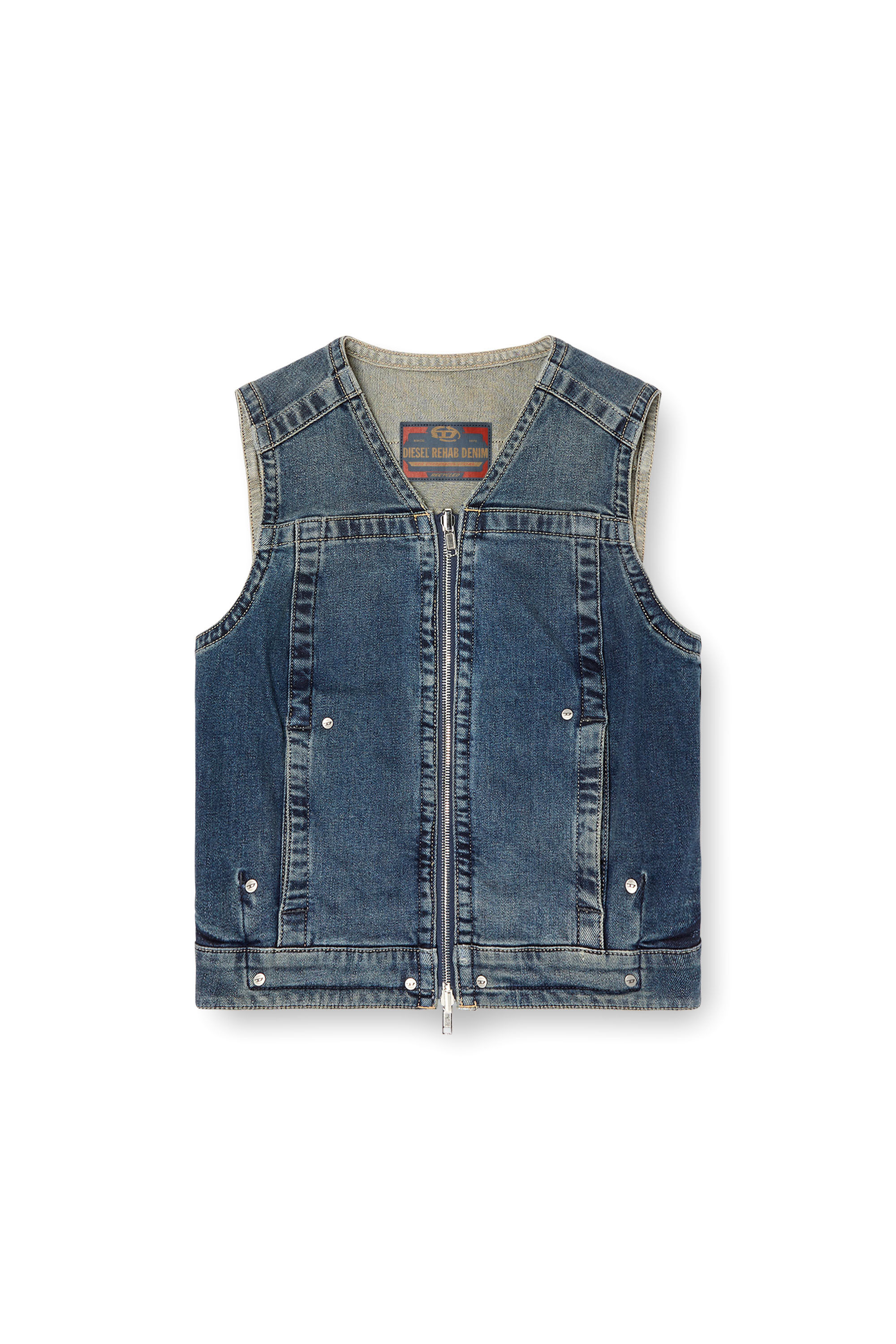 Diesel - DE-PROOF-RE, Woman's Zipped top in Rehab denim in Dark Blue - 2