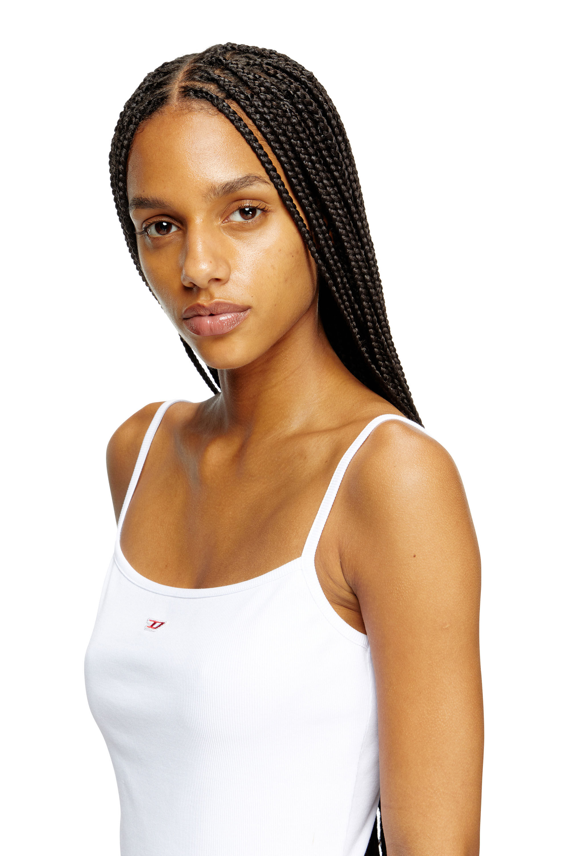 Diesel - D-HOPY-D, Vestido corto lencero con logotipo D Mujer in Blanco - 5