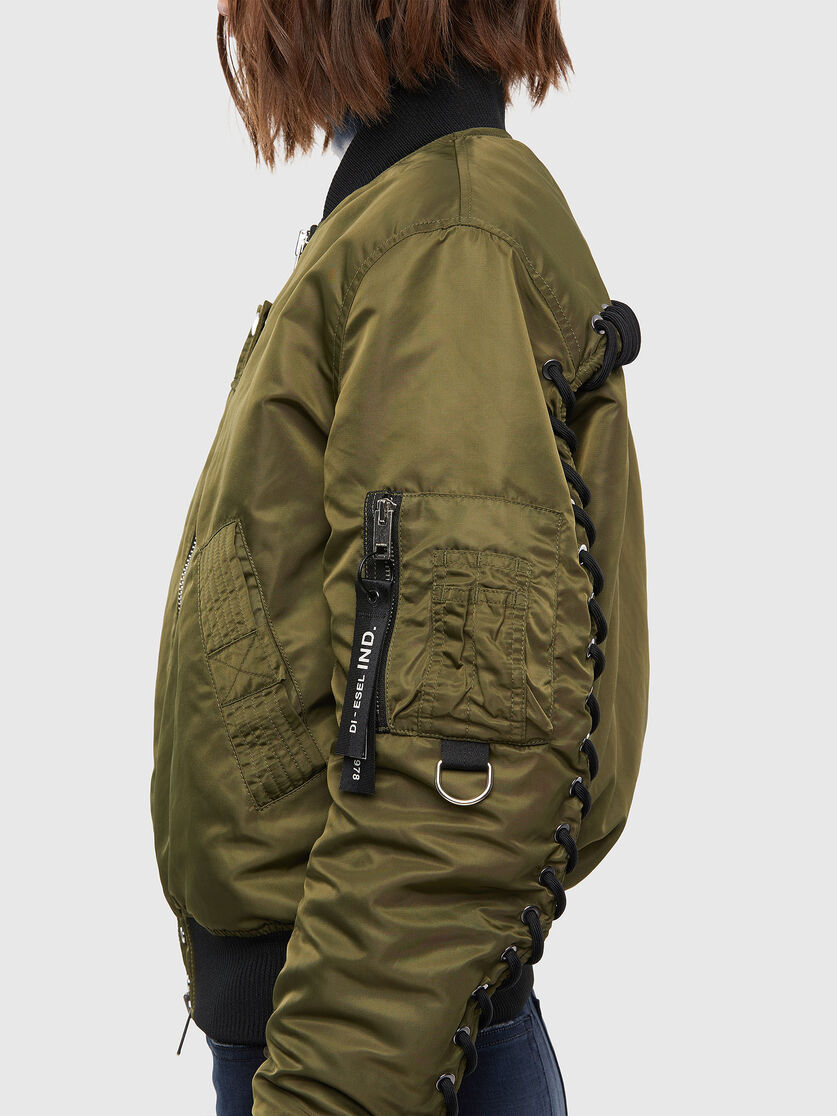 W Swing Padded Bomber Jacket With Lace Up Detail Military Green Gifts Decorations And More For Christmas