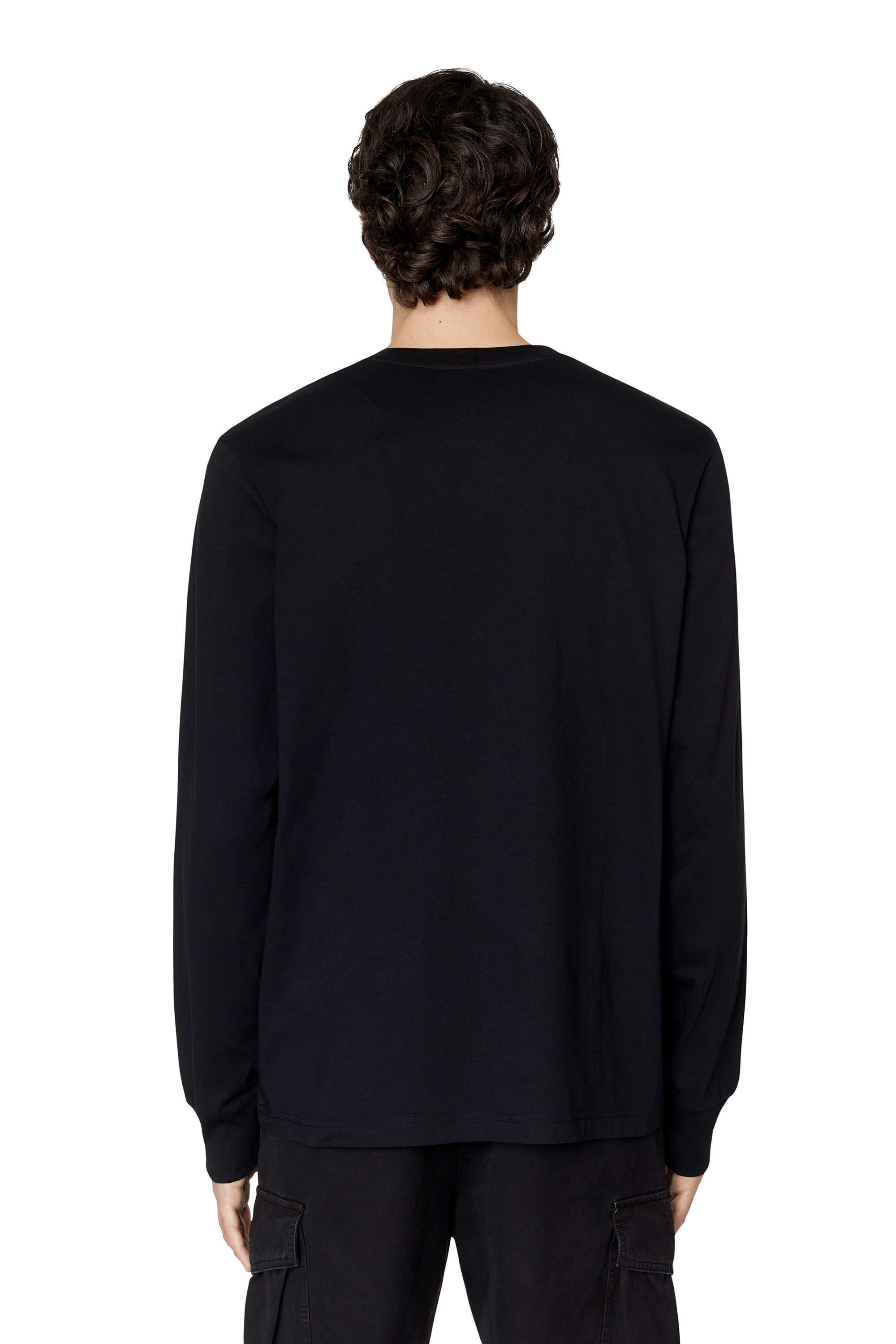 Men's Long-sleeve T-shirt with D patch | Black | Diesel