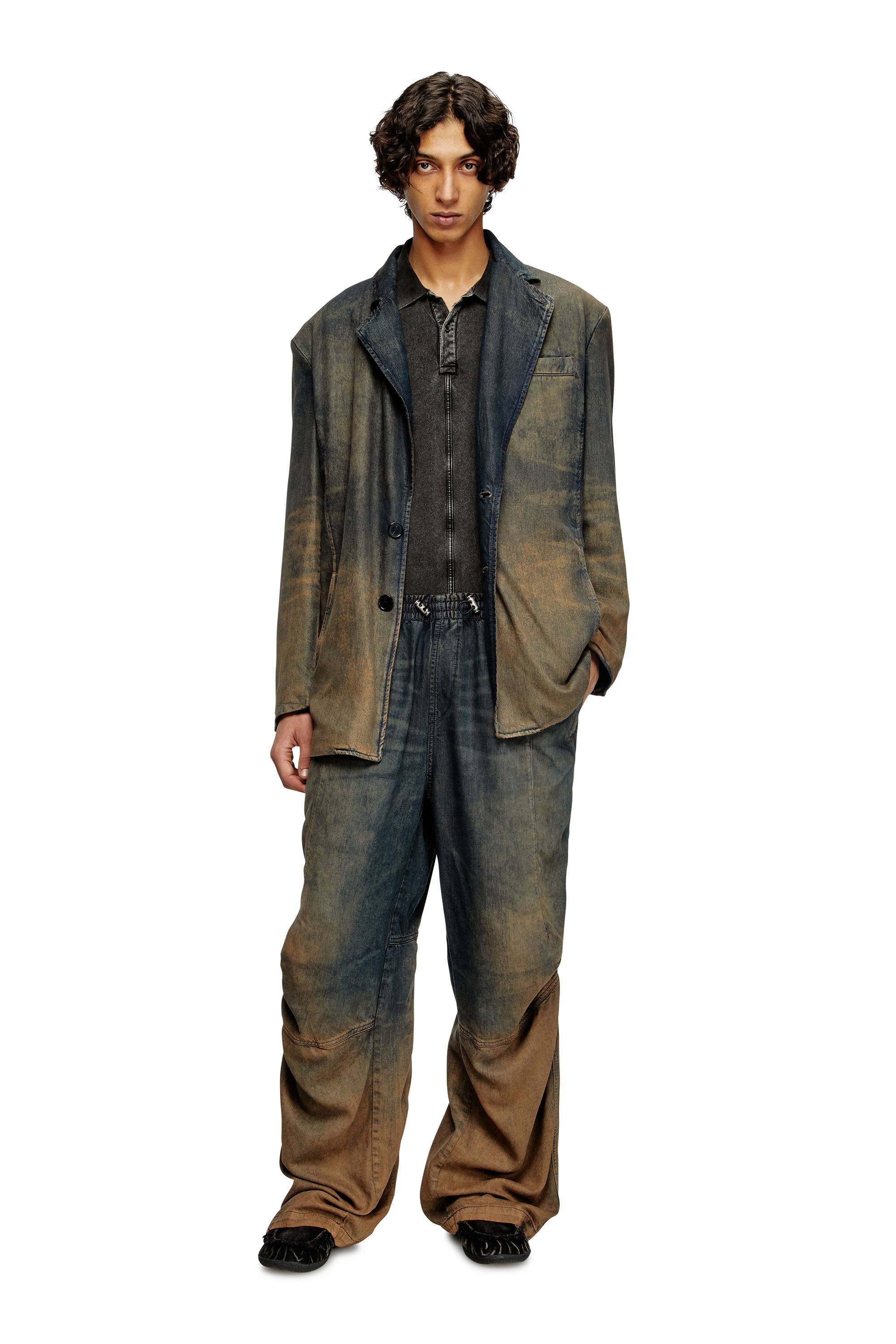 Diesel - D-REG-S, Unisex's Blazer in fluid shaded denim in Dark Blue - 1