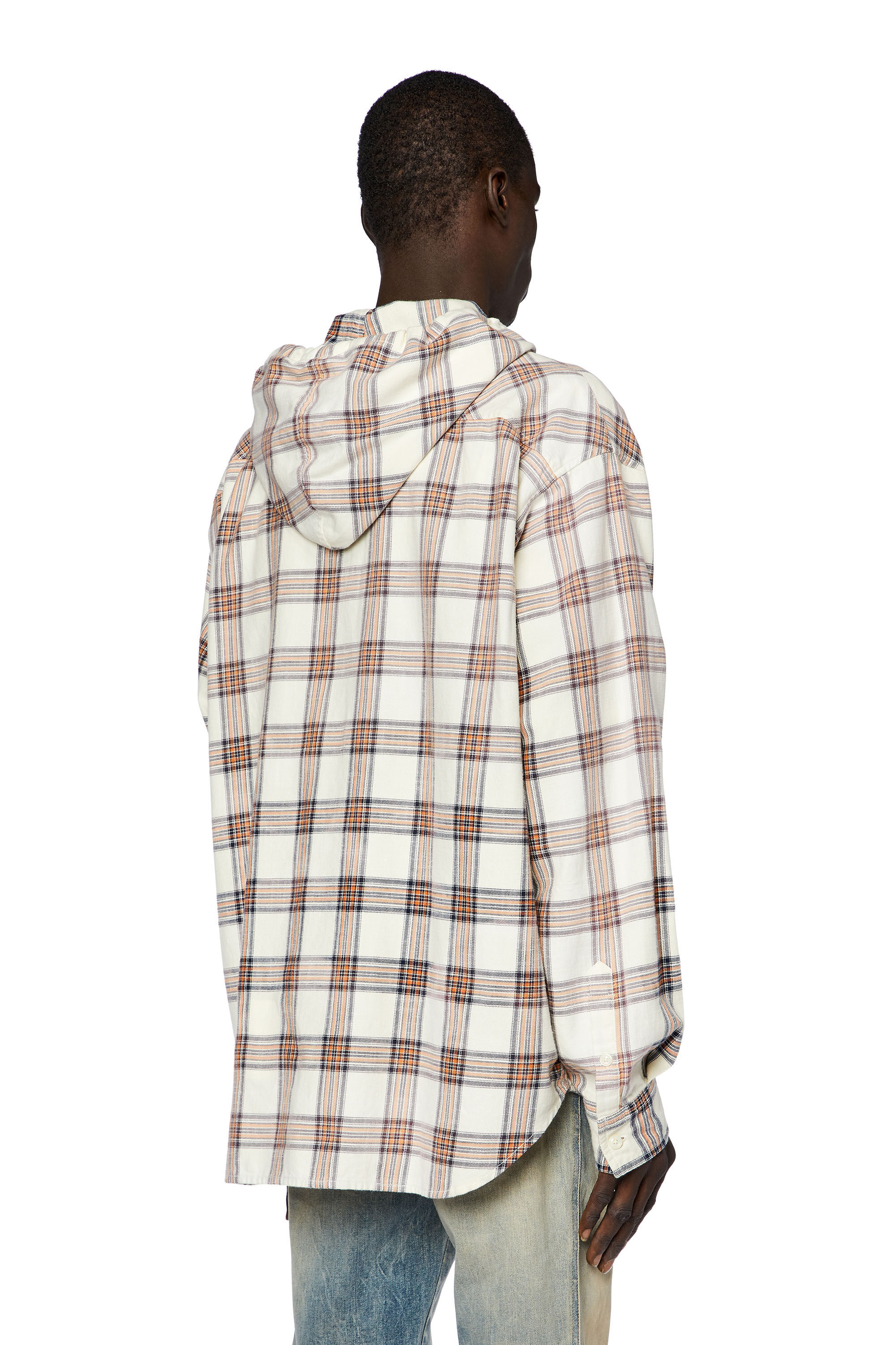 Men's Hooded overshirt in check cotton flannel | S-DEWNY-HOOD Diesel