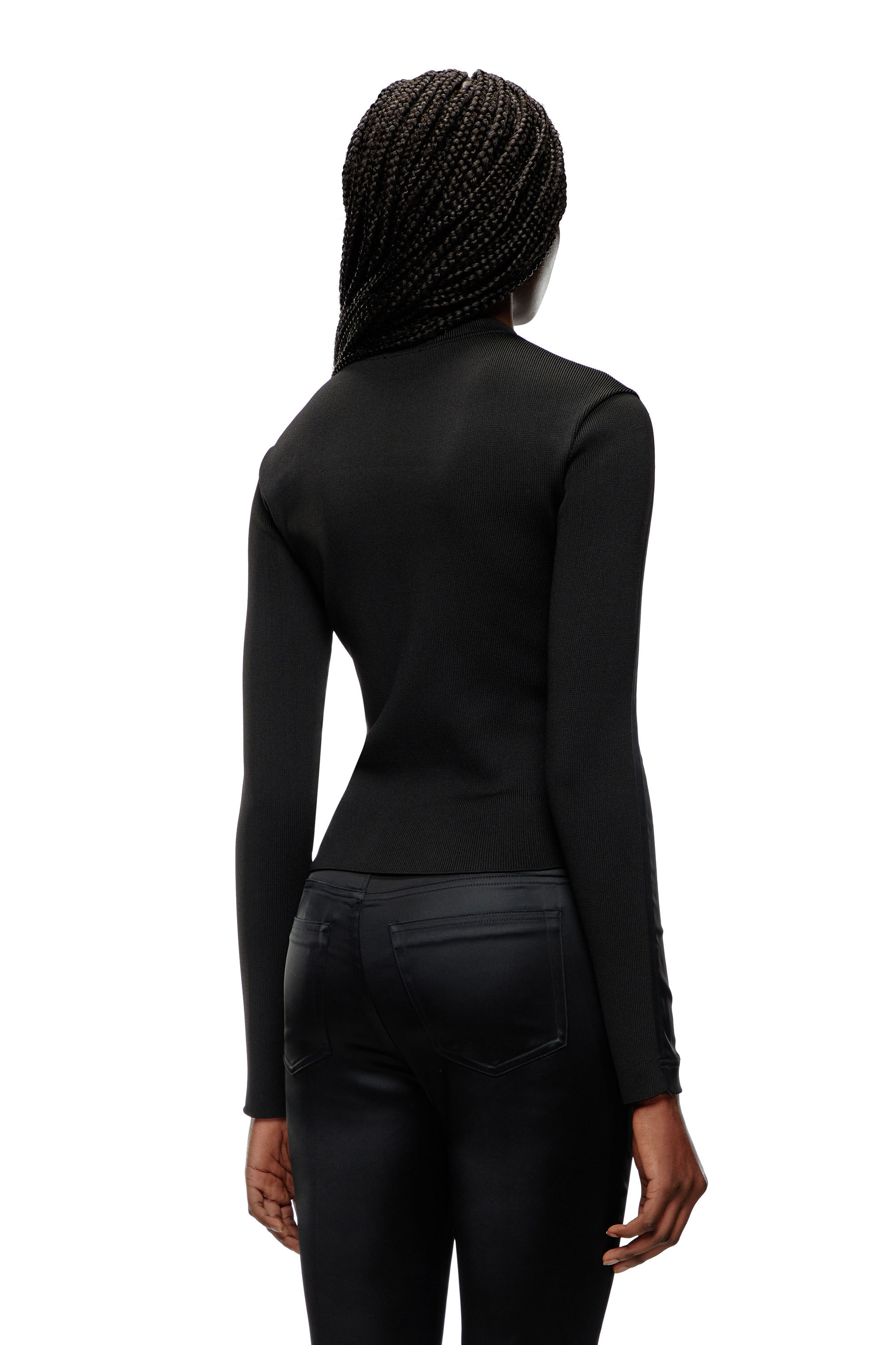 Women's Rib-knit and stretch satin jacket | Black | Diesel