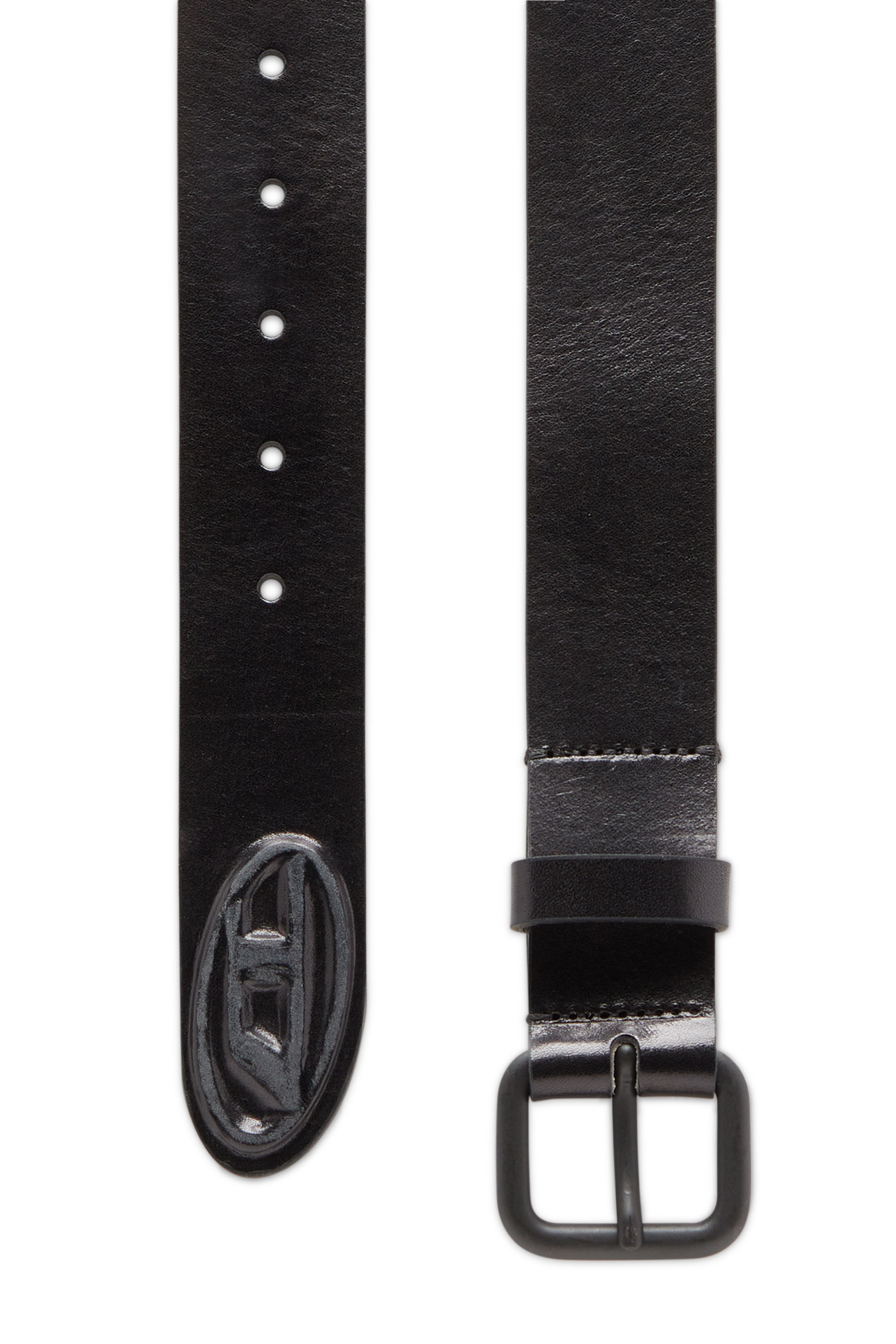 Men's Leather belt metal logo insert | Diesel B-1DR SCRATCH END