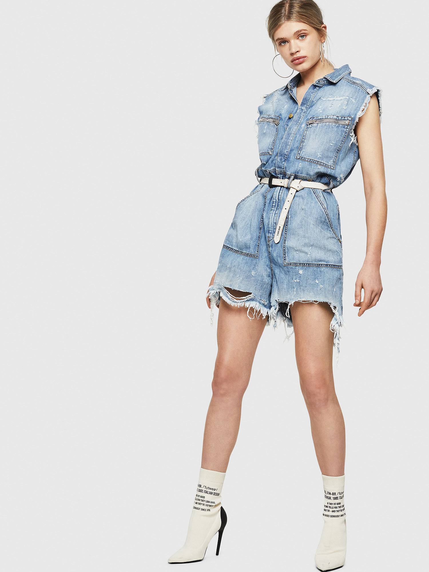 Destroyed denim romper new arrivals