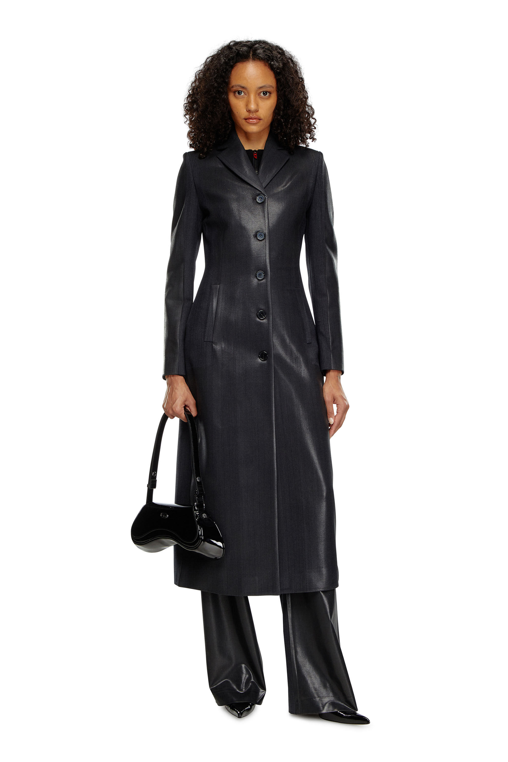 Women's Pinstripe jacket with coated front | Black | Diesel