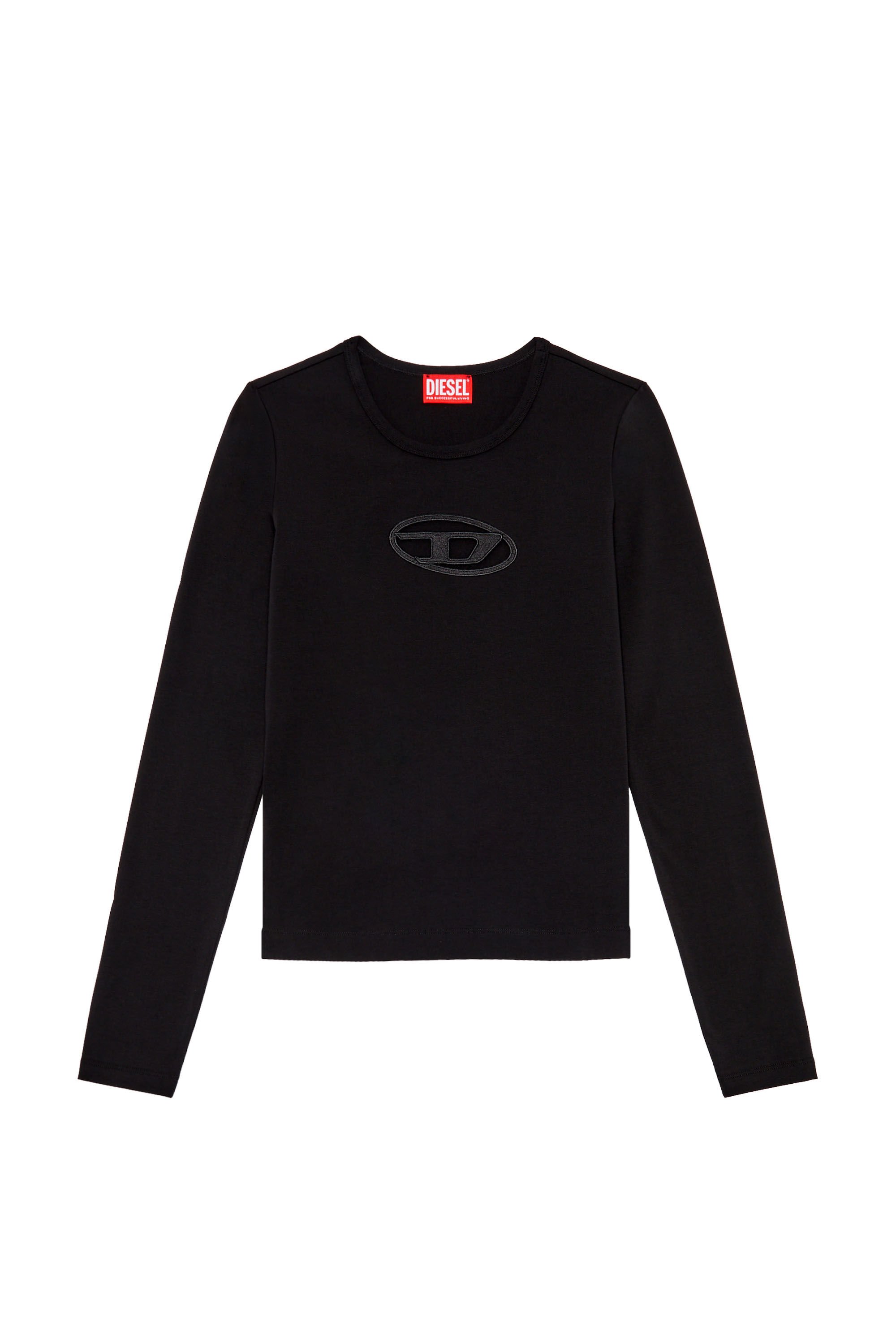 Diesel - T-ANGIE-LS, Woman Long-sleeve T-shirt with cut-out logo in Black - Image 2