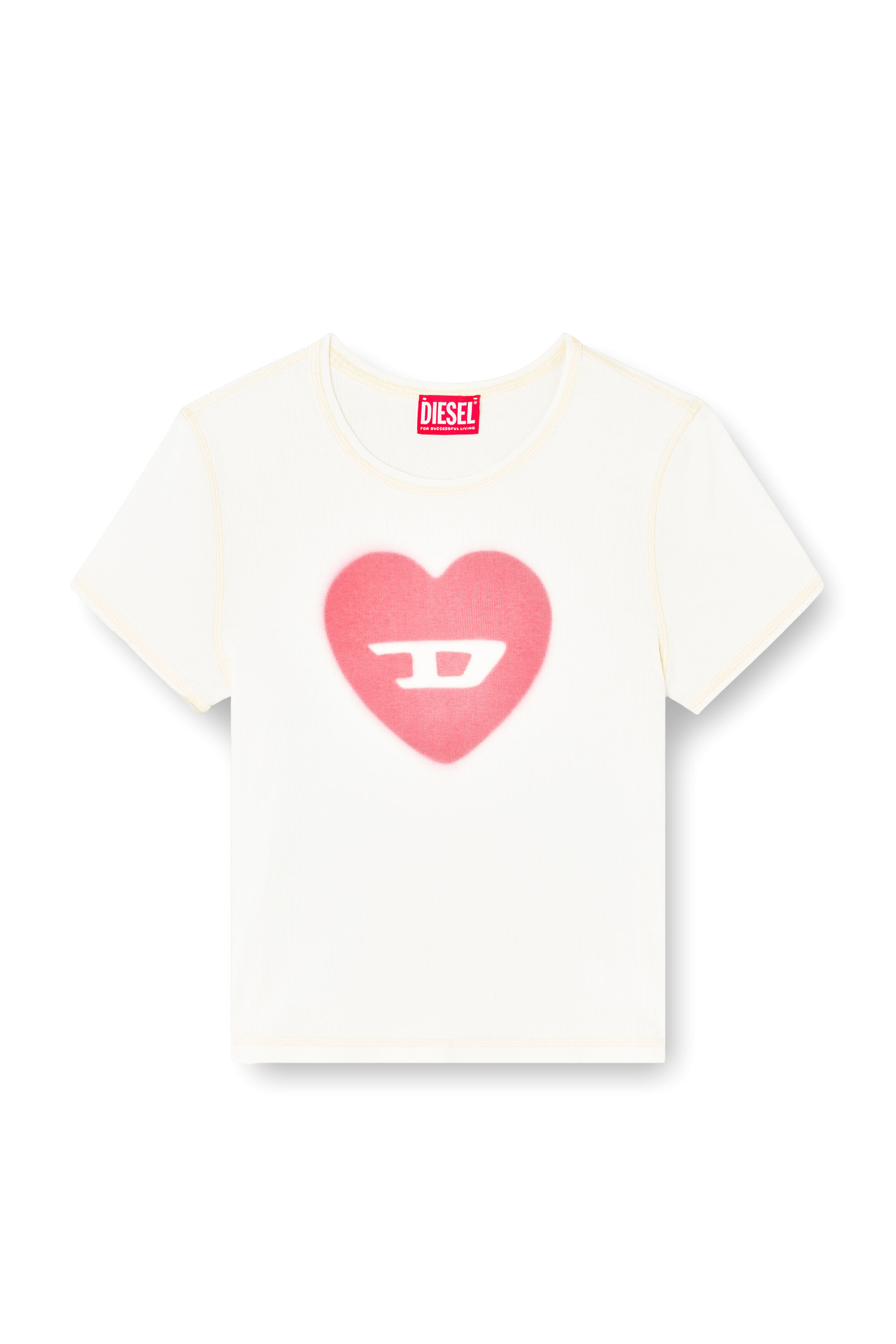 Diesel - T-ELE, Sudadera con corazón D en acuarela Mujer in Blanco - 2