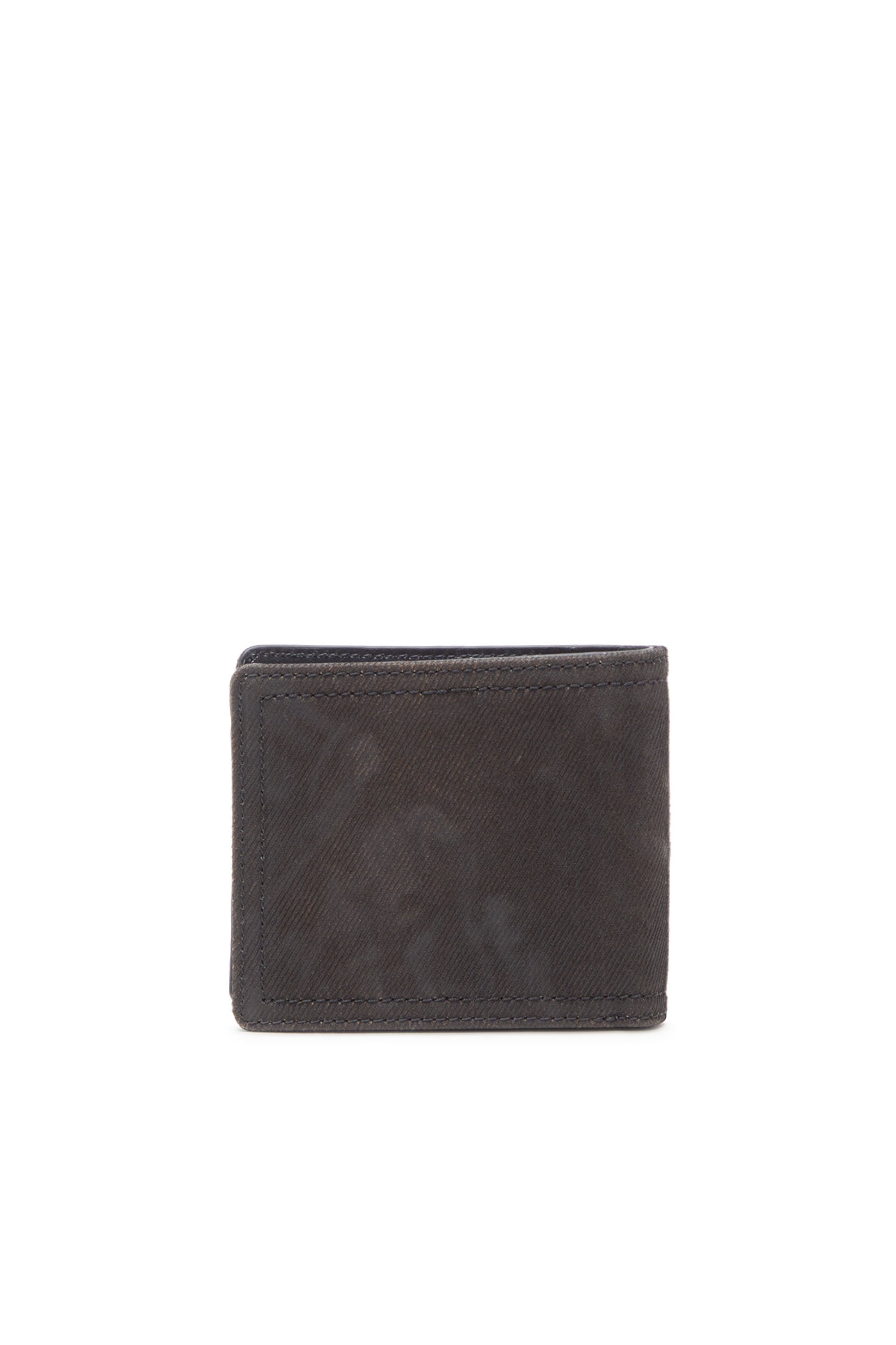 折りたたみ財布 DIESEL Men Wallet Black X10299P0685 T8013 Men's Bi-fold wallet in coated flocked denim | Black | Diesel