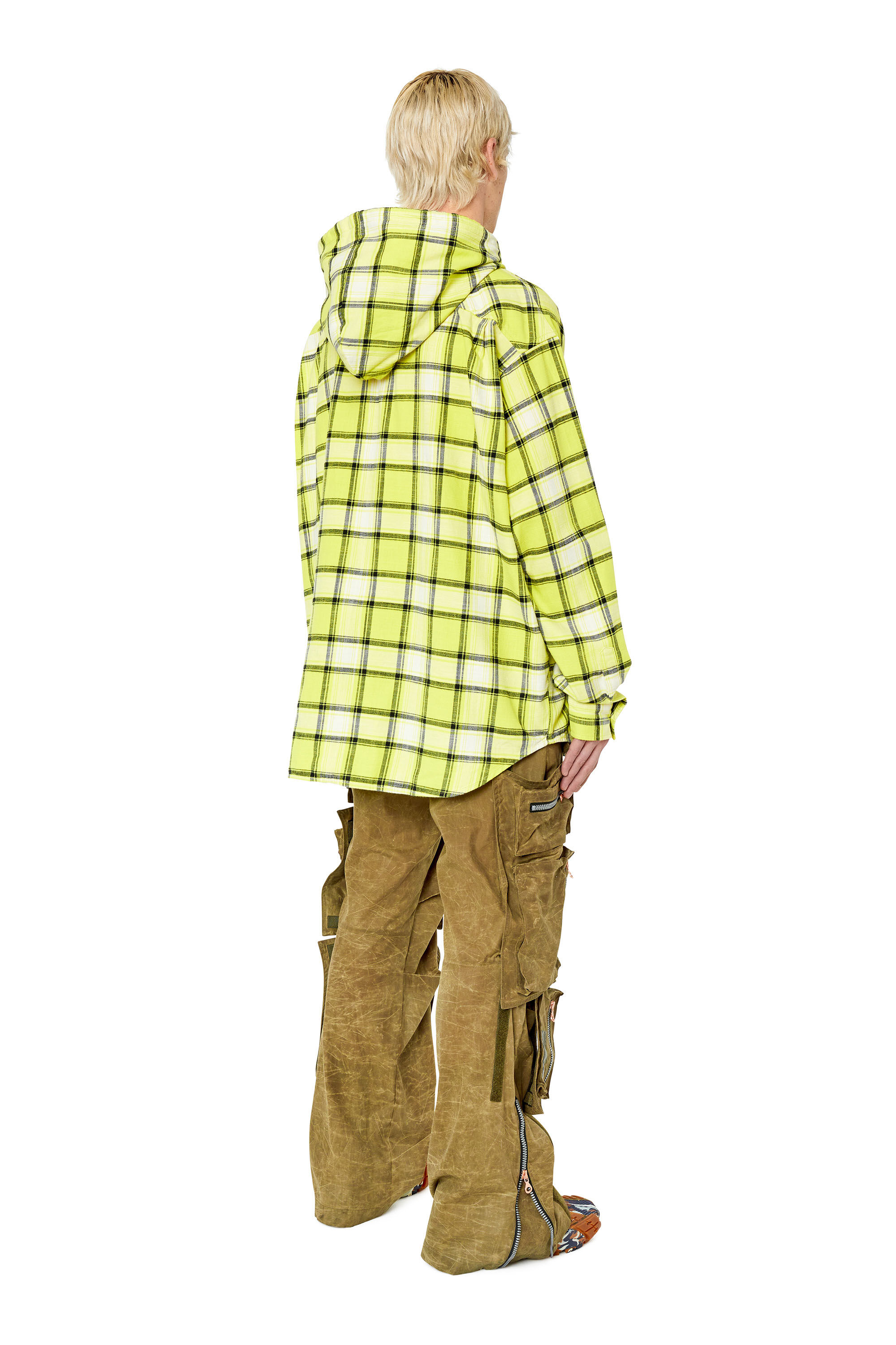 S-DEWNY-HOOD Man: Oversized hooded shirt in check flannel | Diesel