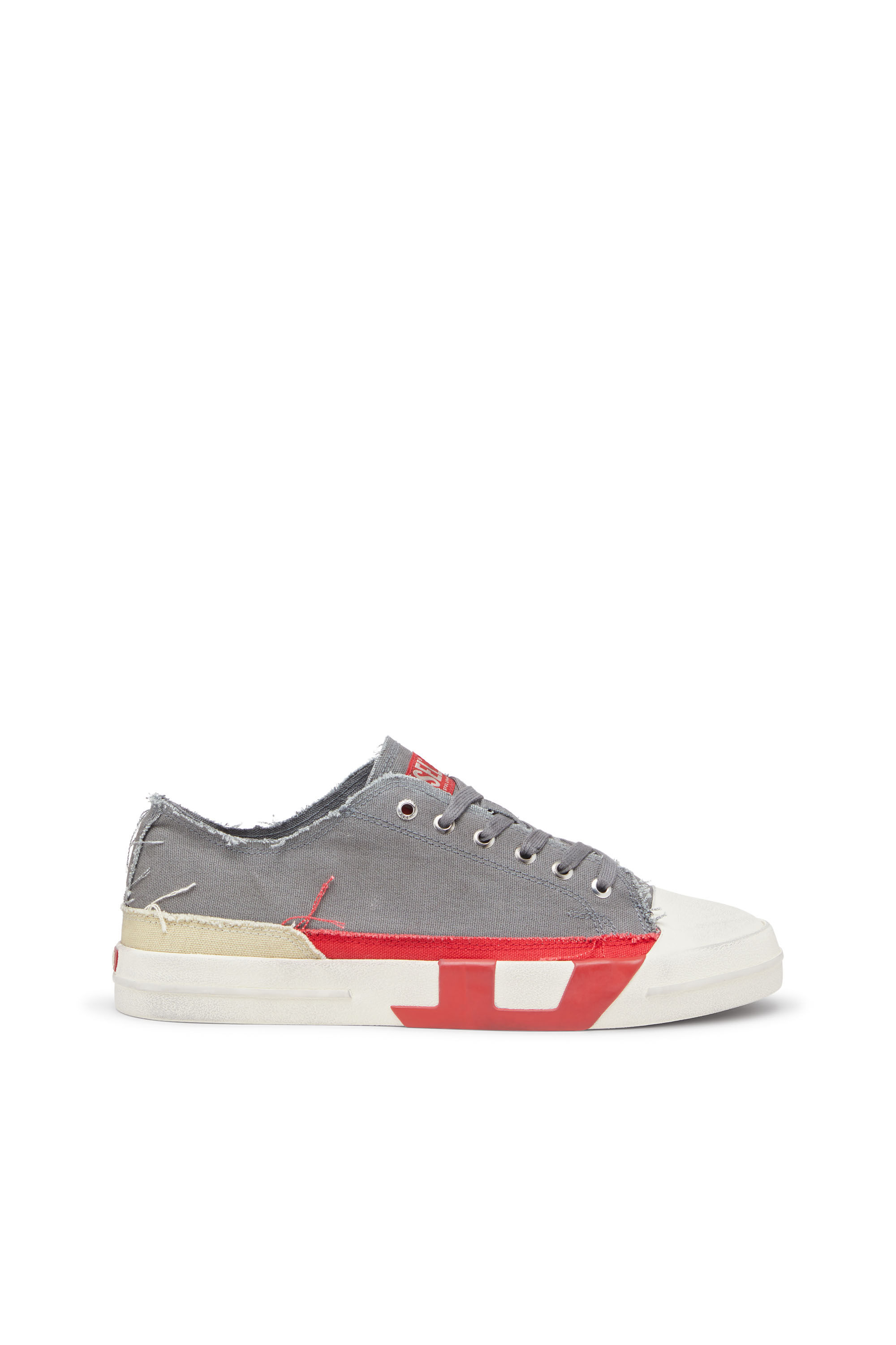 スニーカー DIESEL | S-D-VERSE LOW GRAVEL/SMOKED PEARL/RACING RED Men's S-D-Verse-Dirty-effect canvas sneakers | Grey | Diesel