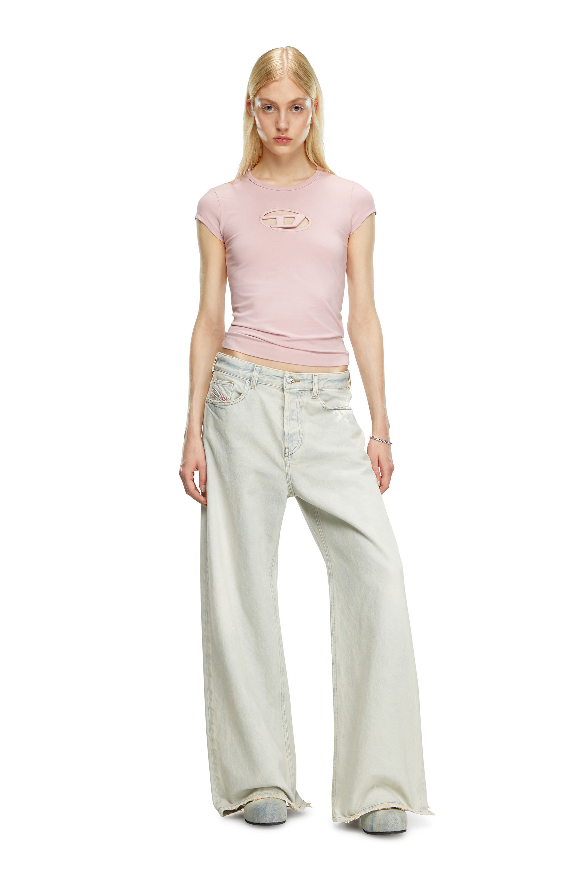 T-ANGIE Woman: Cotton T-shirt with cut-out D logo | Diesel