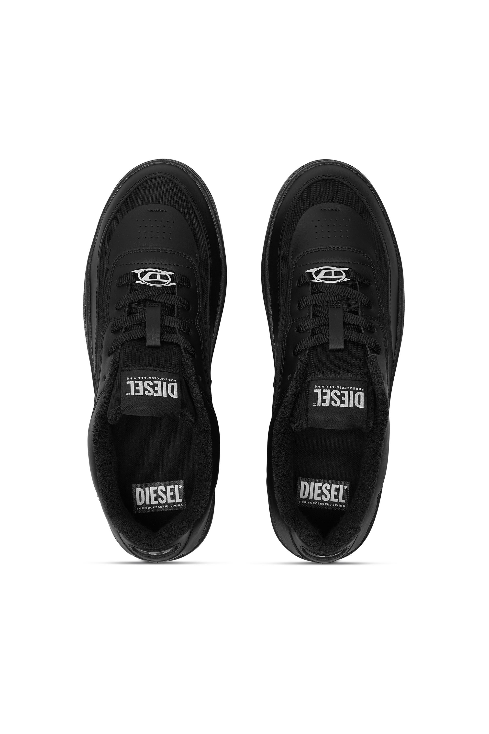 Men's S-Oval Skate-Fabric-panelled leather sneakers | Black