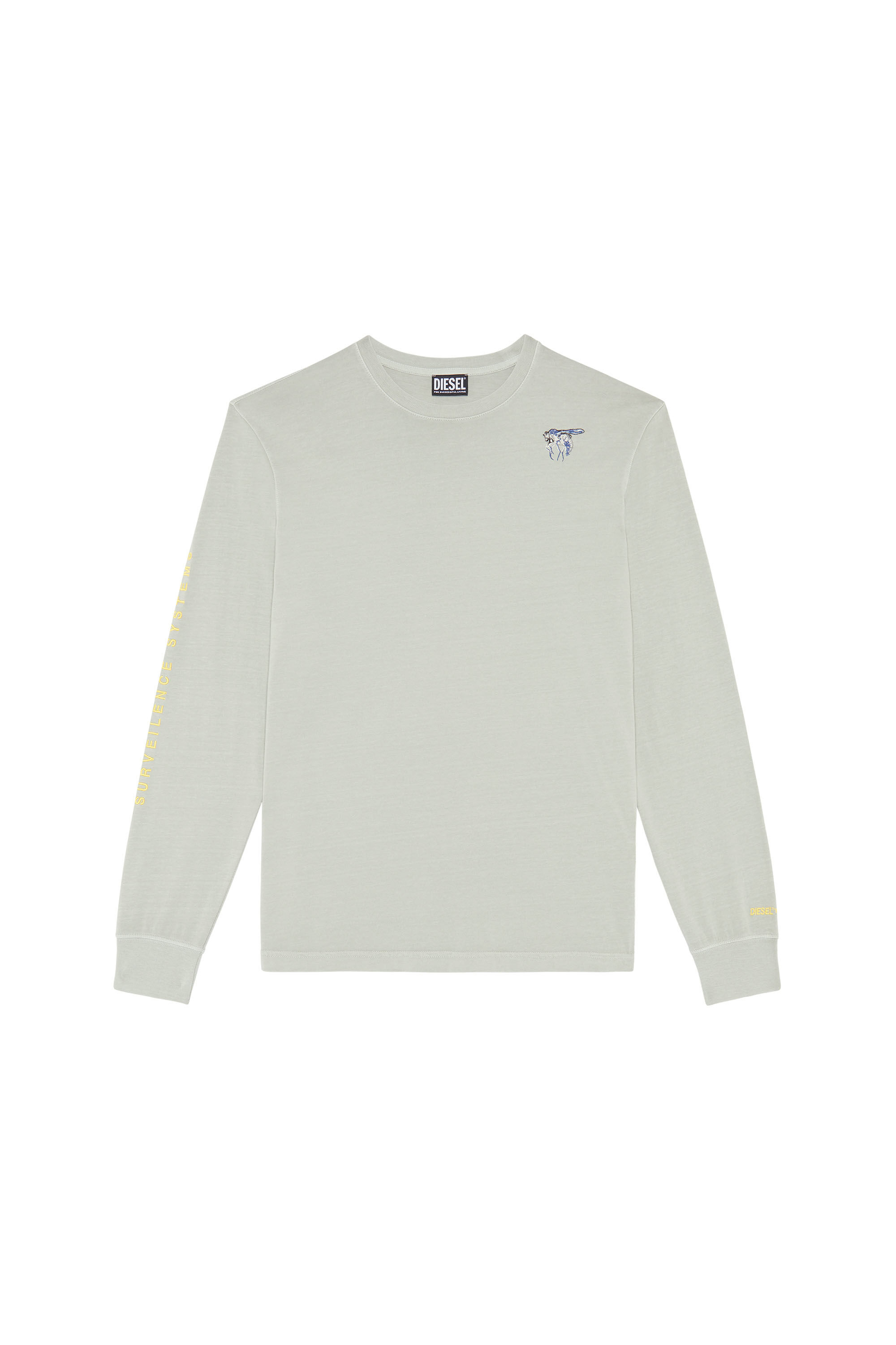 Diesel - T-JUST-LS-E10, Man's Long-sleeve T-shirt with fly embroidery in Grey - 2
