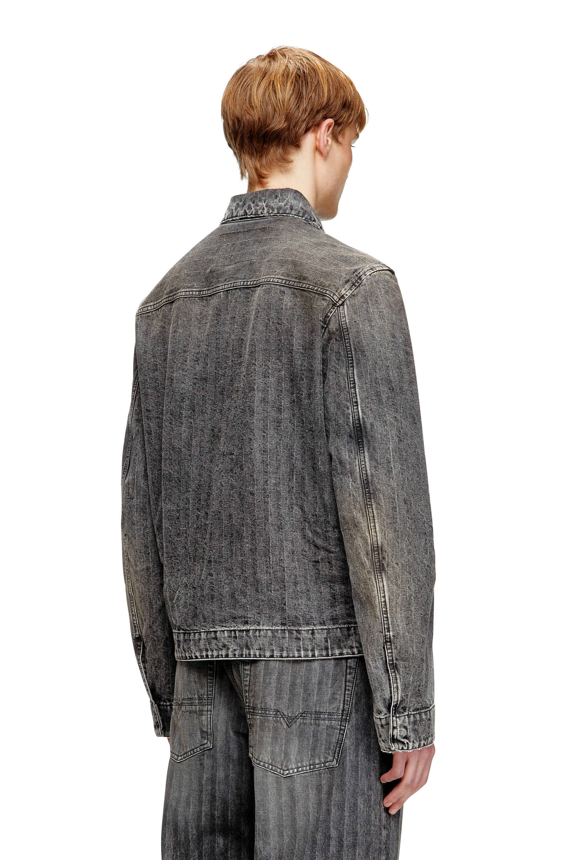Diesel - D-ROHE, Chaqueta tipo blusón de denim en espiga Hombre in Negro - 5
