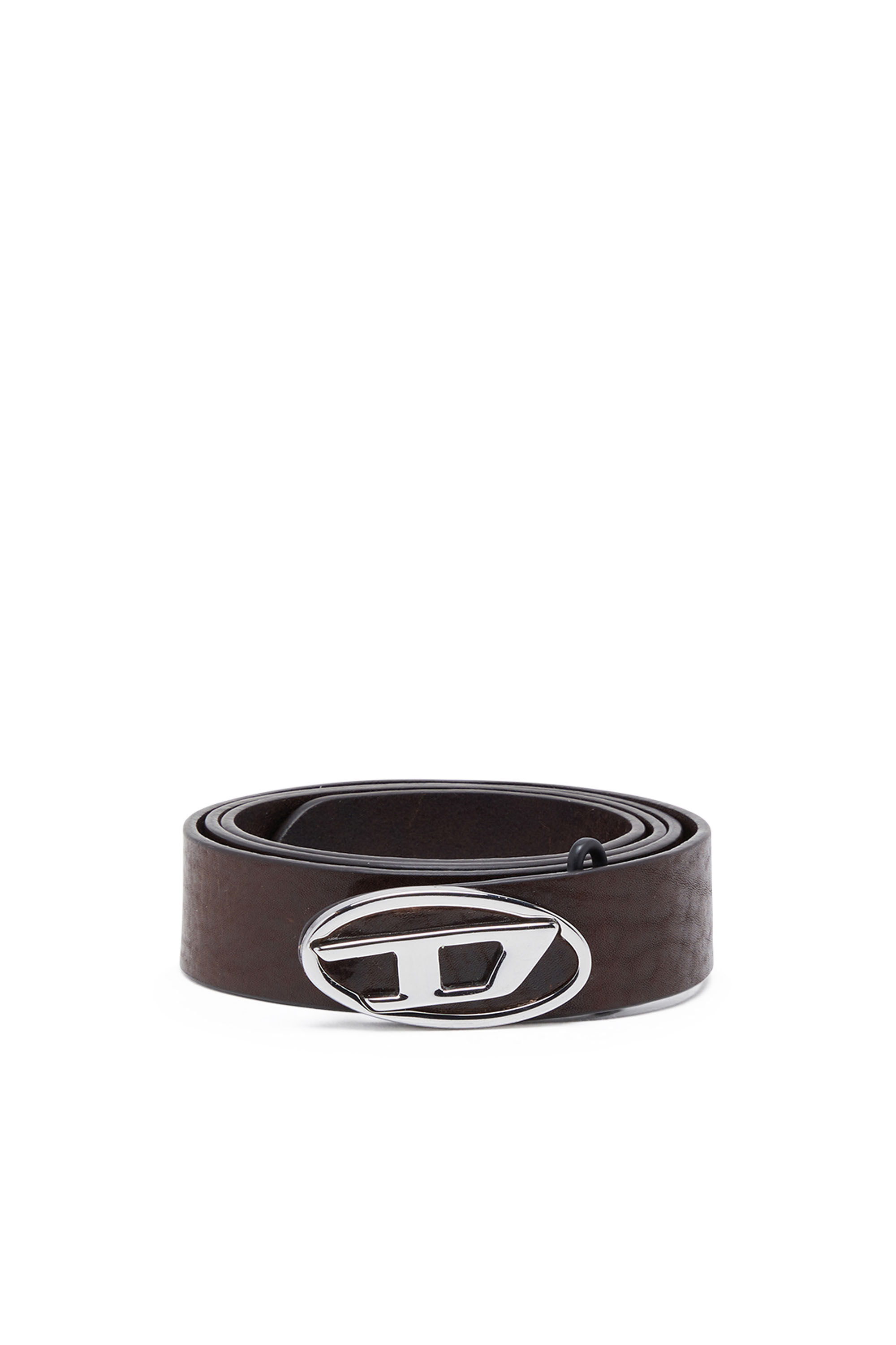 DIESEL☆ Leather belt with oval D logo ブラウン シンプル Men's 2.9cm leather belt with oval d logo | Brown | Diesel