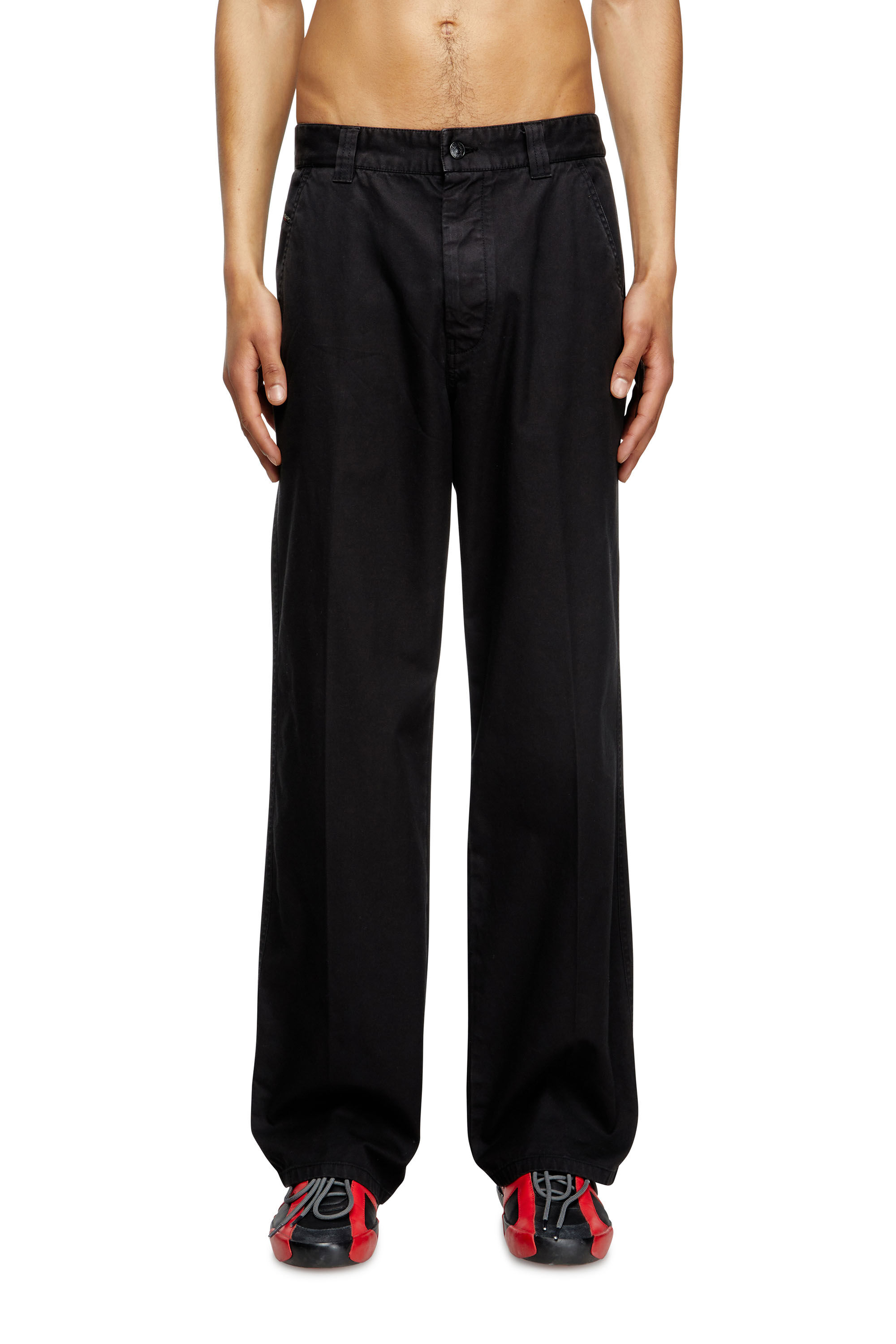 パンツ knuthmarf ripped buggy chino pants black Men's Chino pants | Black | Diesel