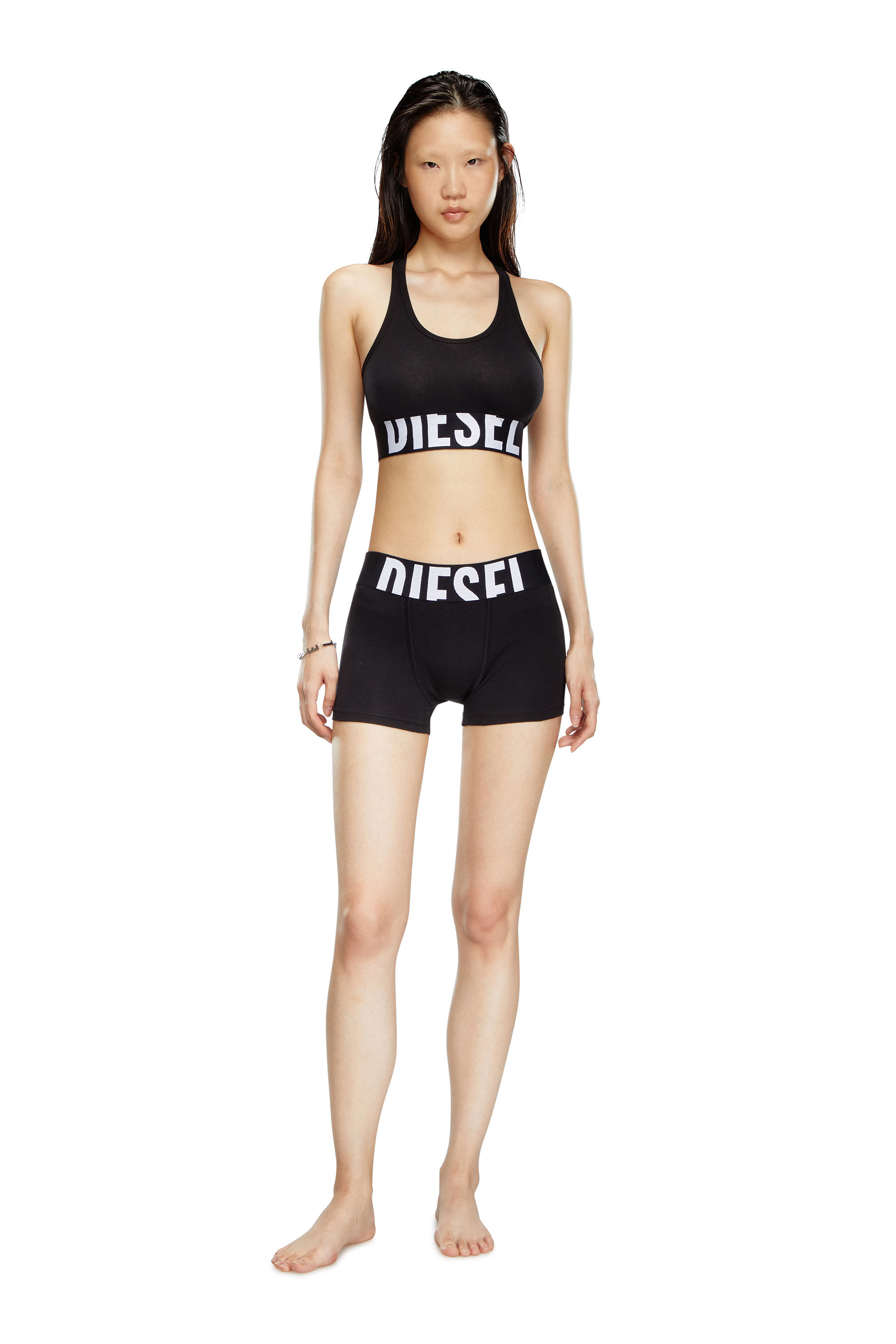 Diesel - UFPN-SPORT-BOY-SHORT-XL-TWOPACK, Paquete de 2 culotes con logotipo recortado Mujer in Negro - 2