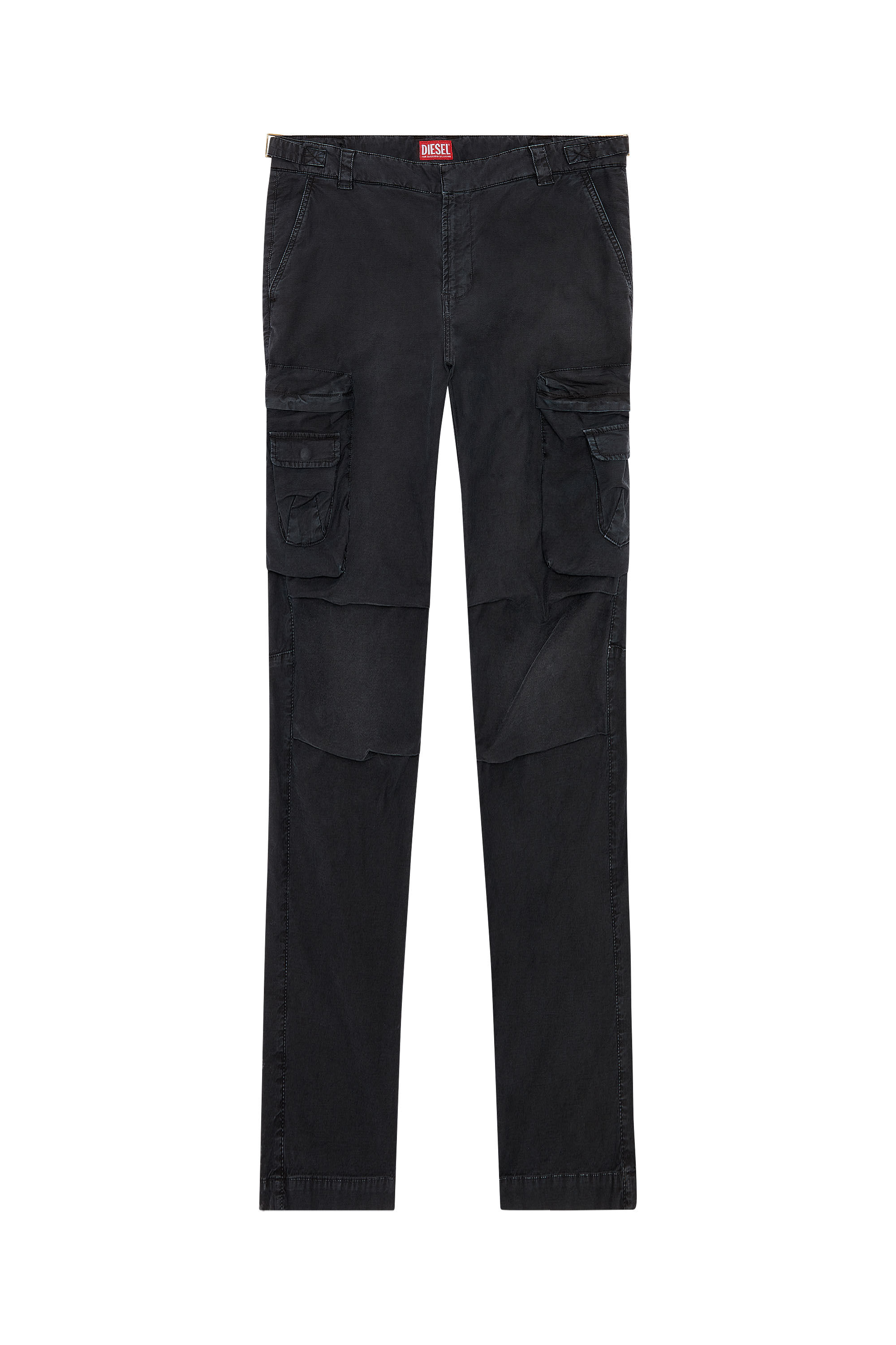 Diesel - P-ARGYM-NEW-A, Pantalones cargo desteñidos de algodón elástico Hombre in Negro - 1