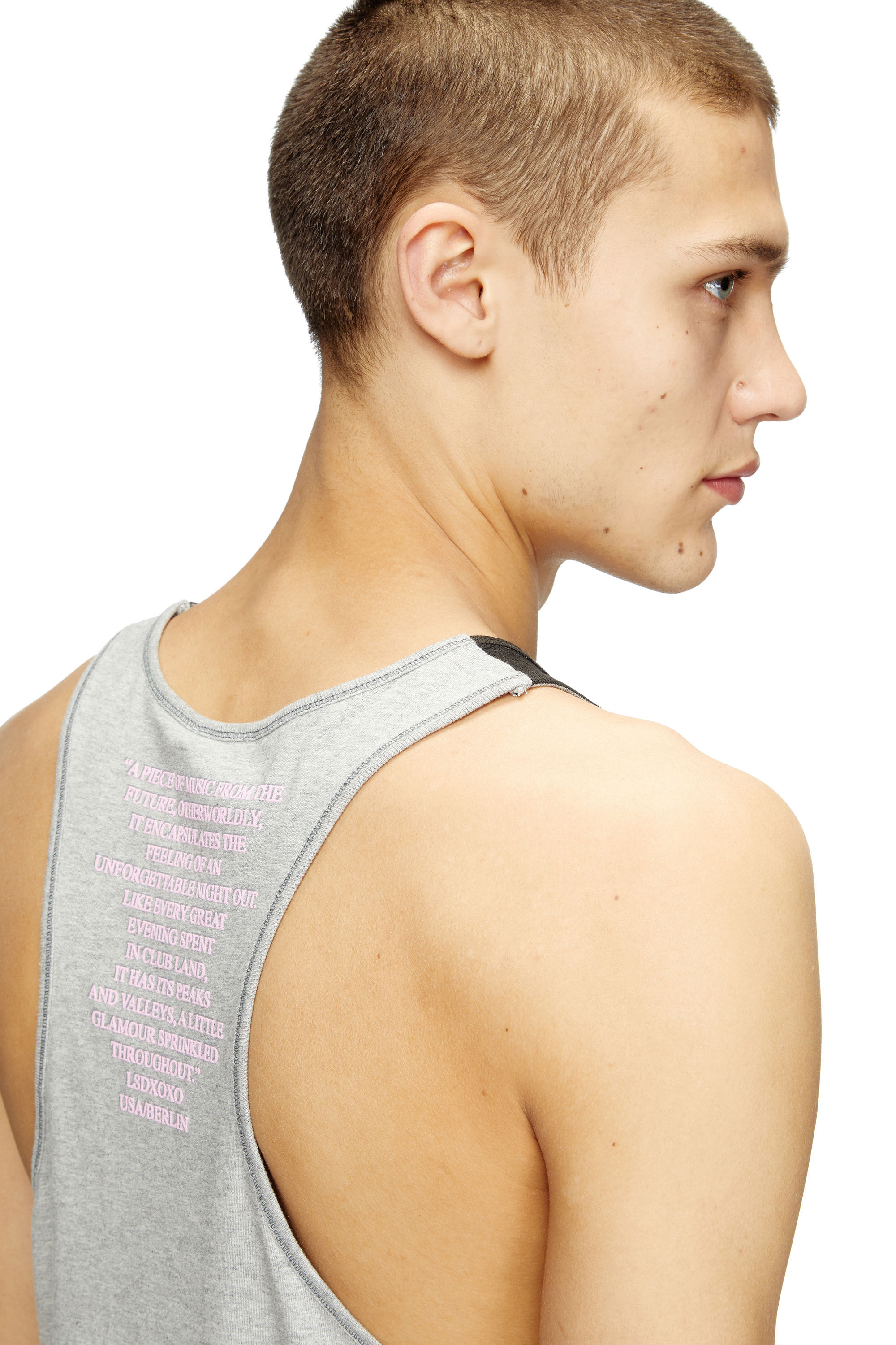 Diesel - T-SHAN, Unisex's Tank top with lyrics print in Grey - 4
