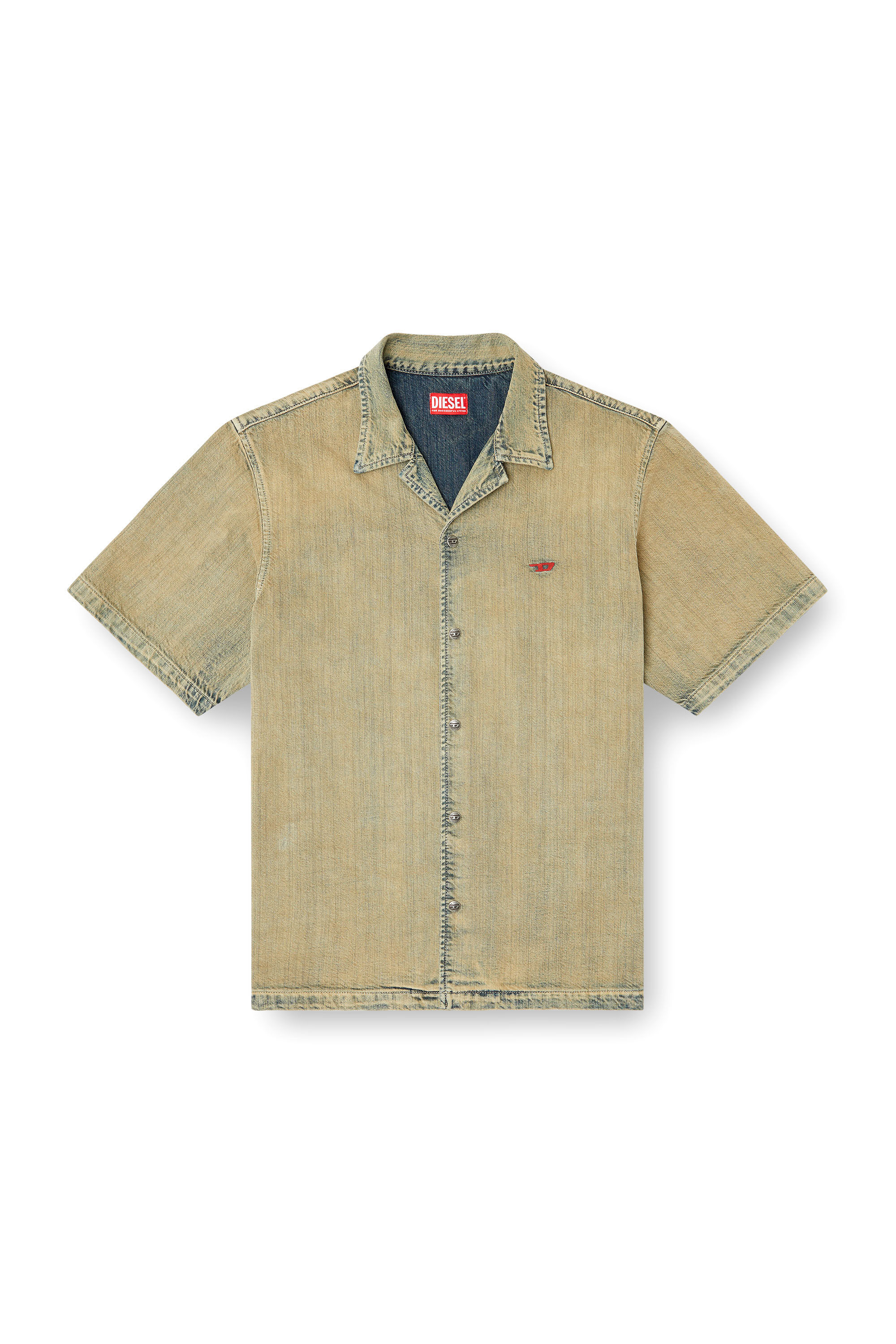 Diesel - D-NABIL-D, Camisa de bolos en denim cepillado dorado Hombre in Beige - 2