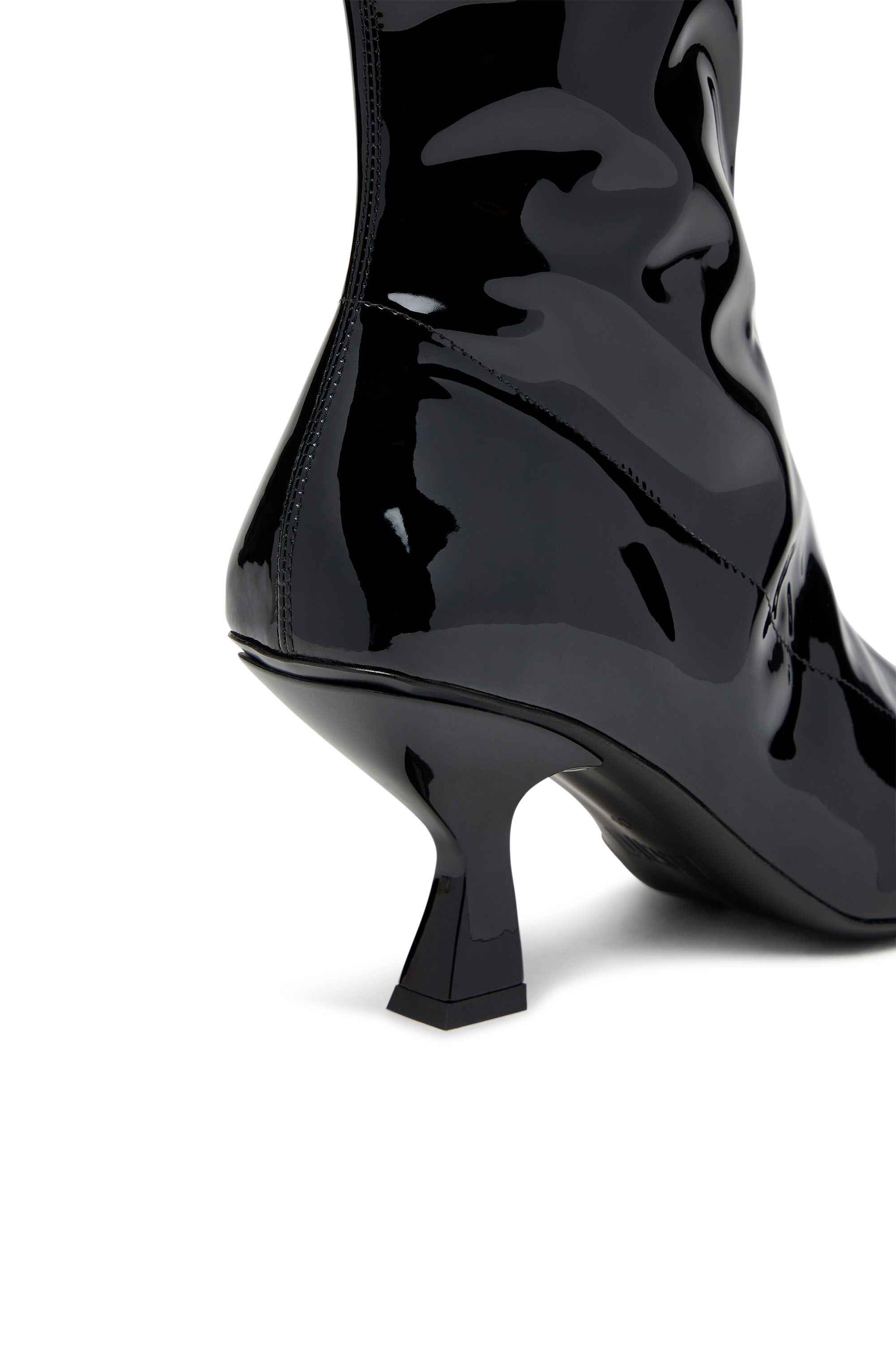Diesel - D-AMBER MD BT, D-Amber-Botines de poliuretano elástico de charol Mujer in Negro - 4