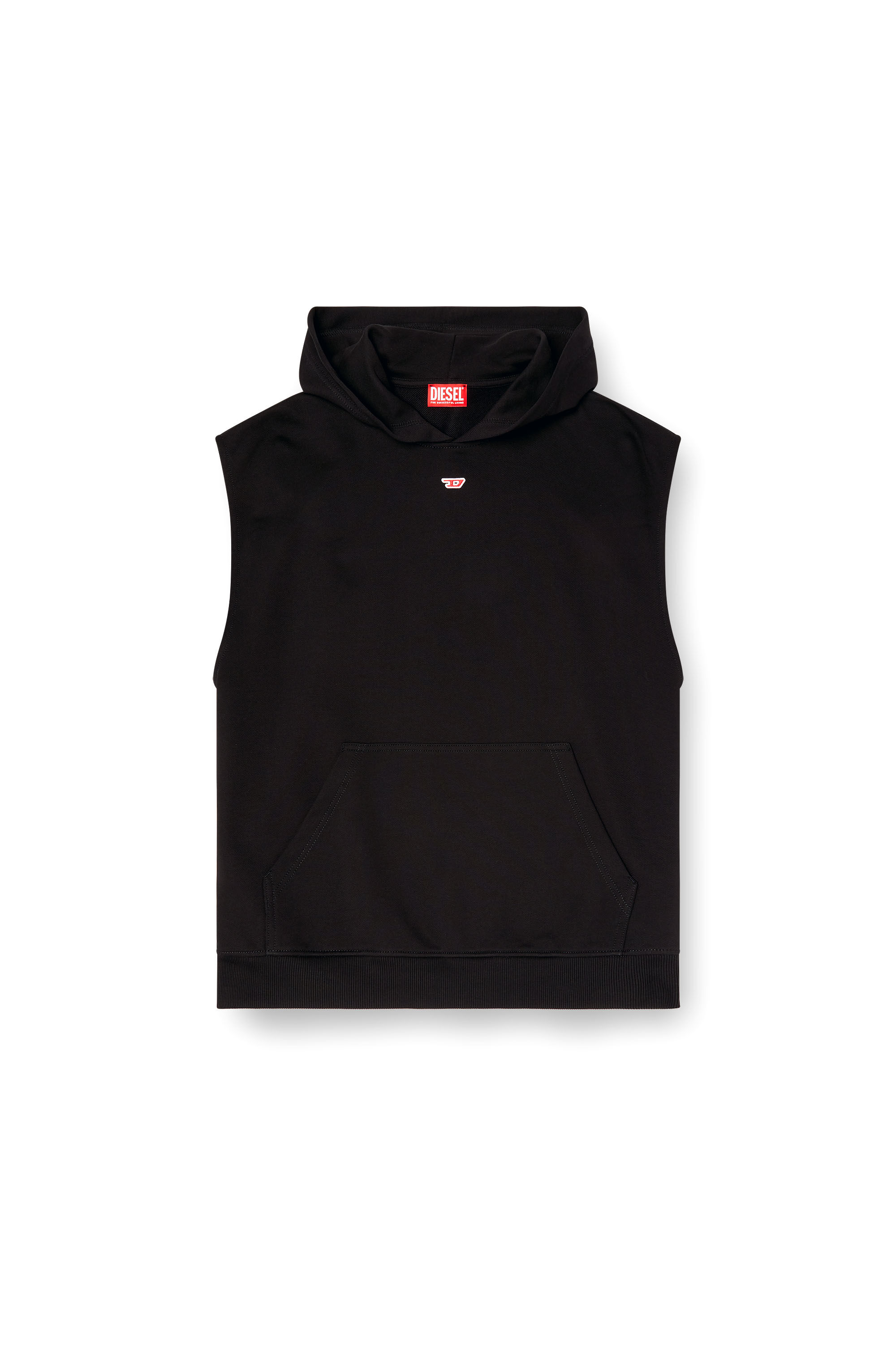 Men's Sleeveless hoodie with D logo | Black | Diesel Men's Sleeveless hoodie with D logo | Black | Diesel
