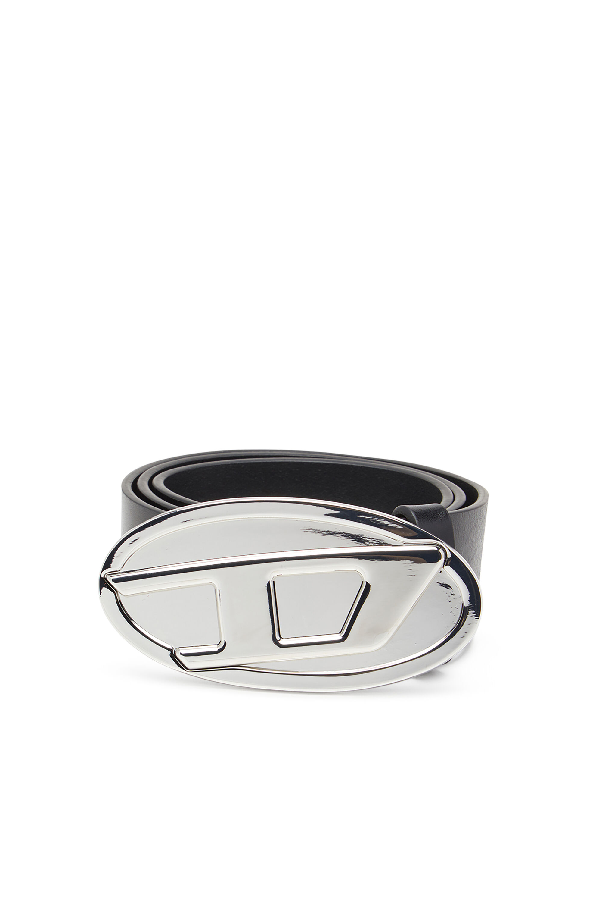 Diesel - B-1DR 2.0, Woman's 4cm leather belt with Oval D plaque in Black - 1