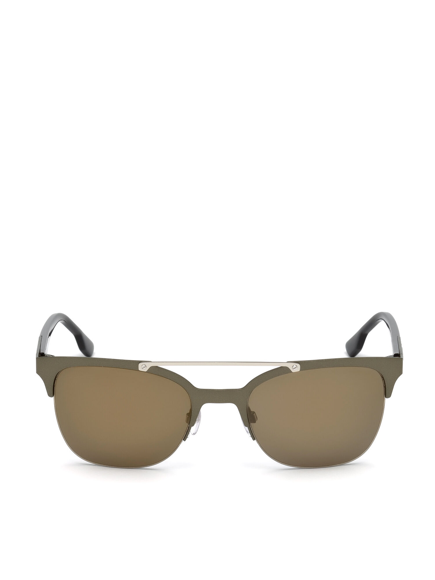 Diesel - DL0215, Gafas cuadradas de doble puente de metal Hombre in Verde - 1