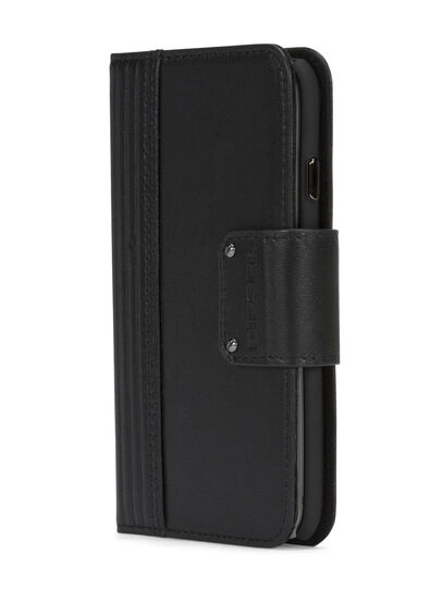 BLACK LINED LEATHER IPHONE 8 PLUS/7 PLUS FOLIO, Black Diesel - BLACK LINED LEATHER IPHONE 8 PLUS/7 PLUS FOLIO, Black - Flip covers - Image 2