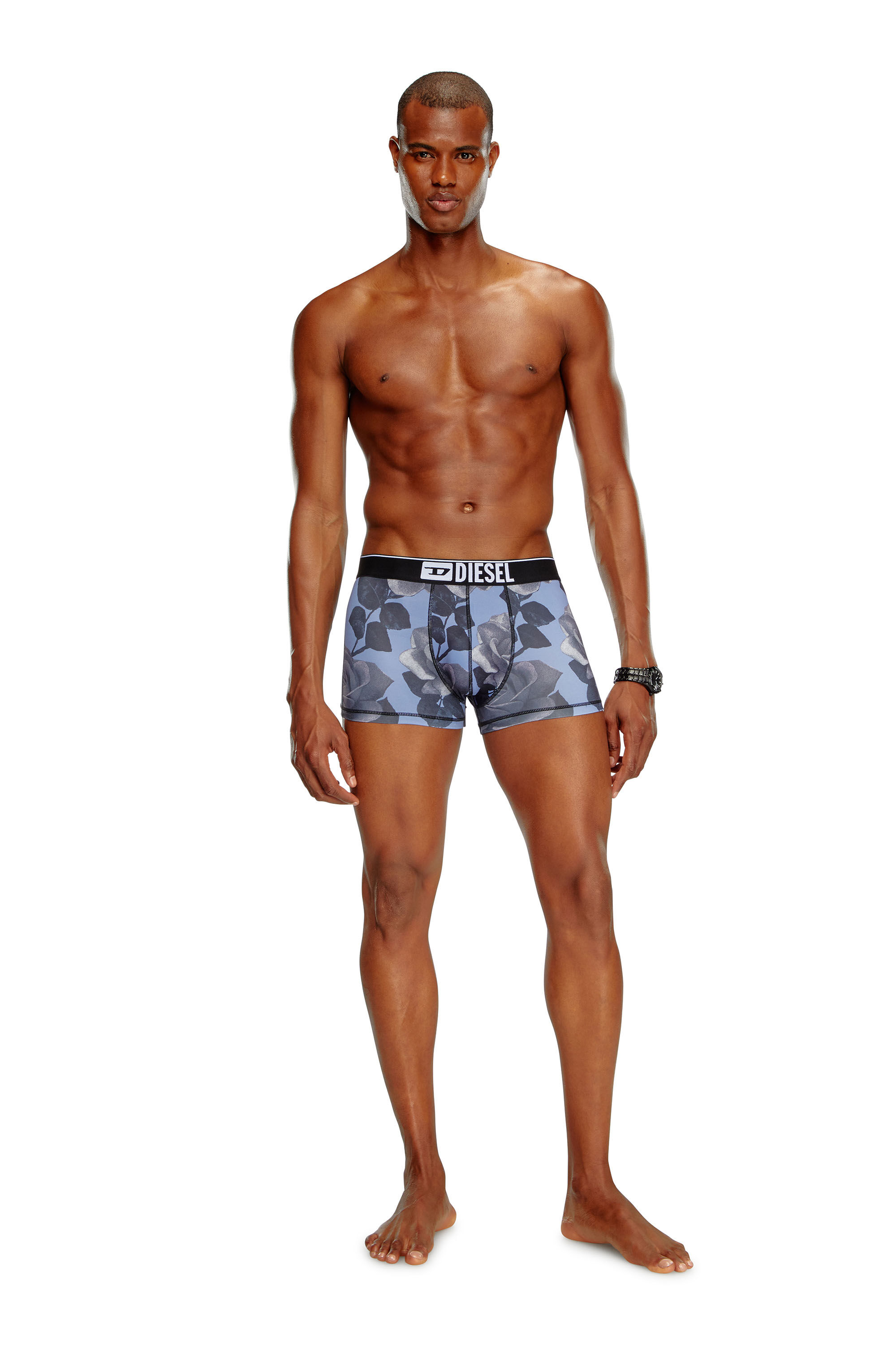 Diesel - UMBX-DAMIEN, Man's Boxer briefs with rose print in Blue/Grey - 2