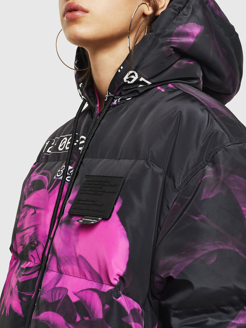 W Doryn B Women Puffer Coat With Floral Print Diesel