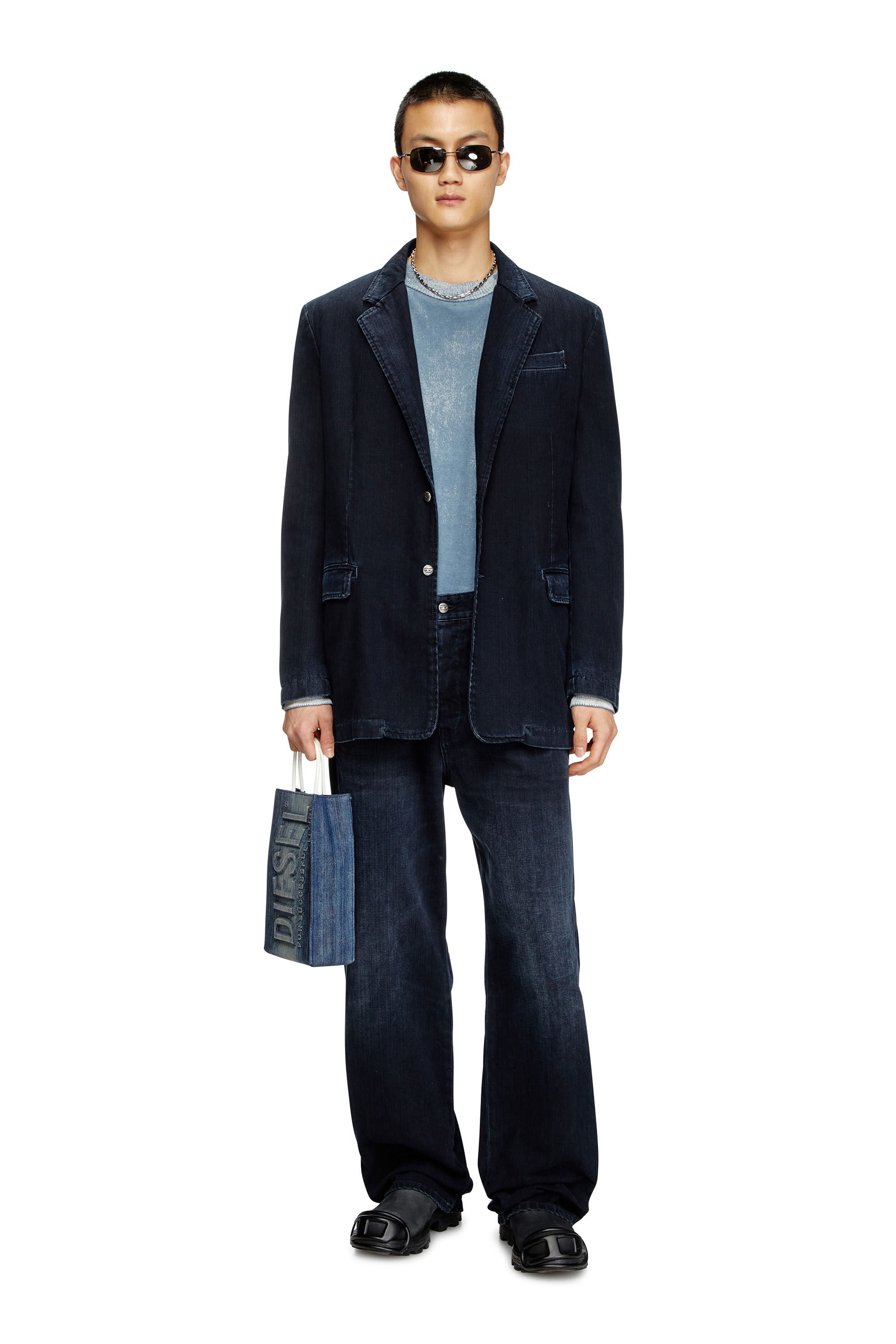 Diesel - K-LARENCE-B, Jersey de algodón con estampado invertido Hombre in Azul marino - 1