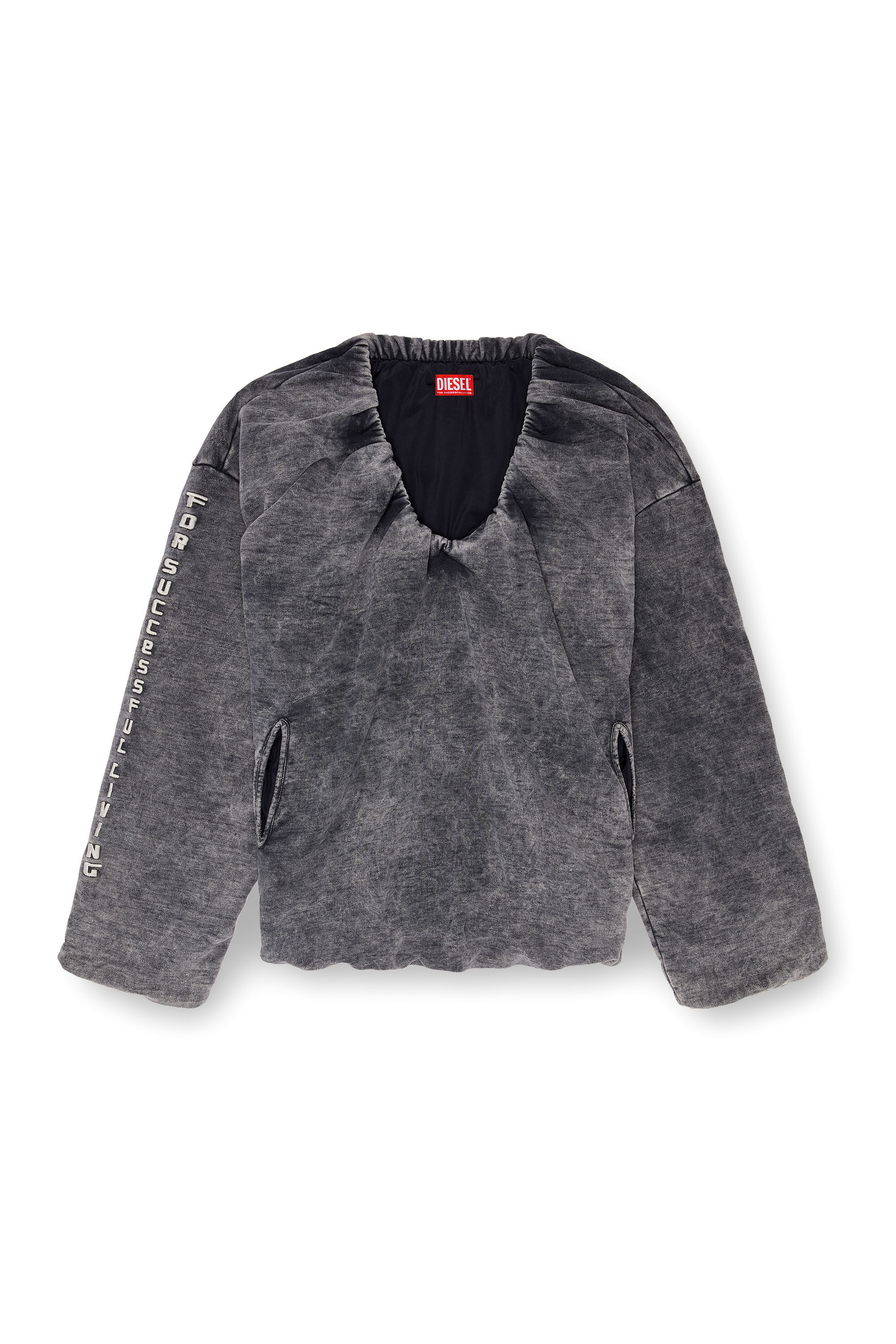 Women's Gathered sweatshirt with denim effect | Grey | Diesel