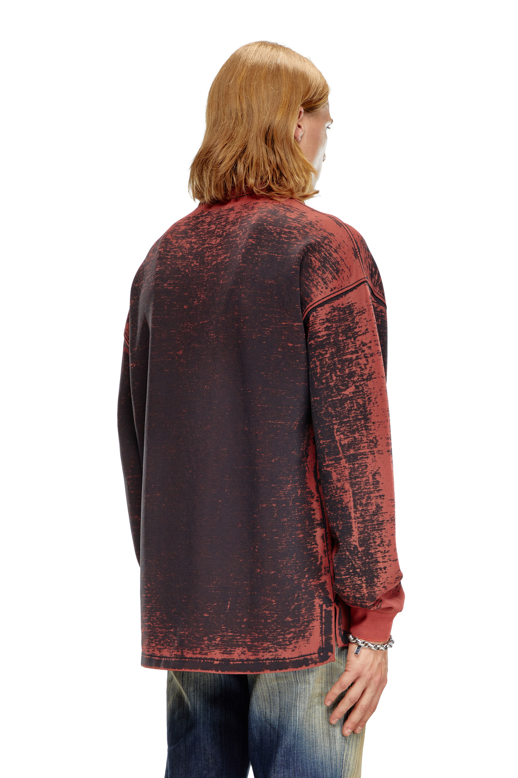 Men's Burnout sweatshirt with embossed Oval D | Red | Diesel