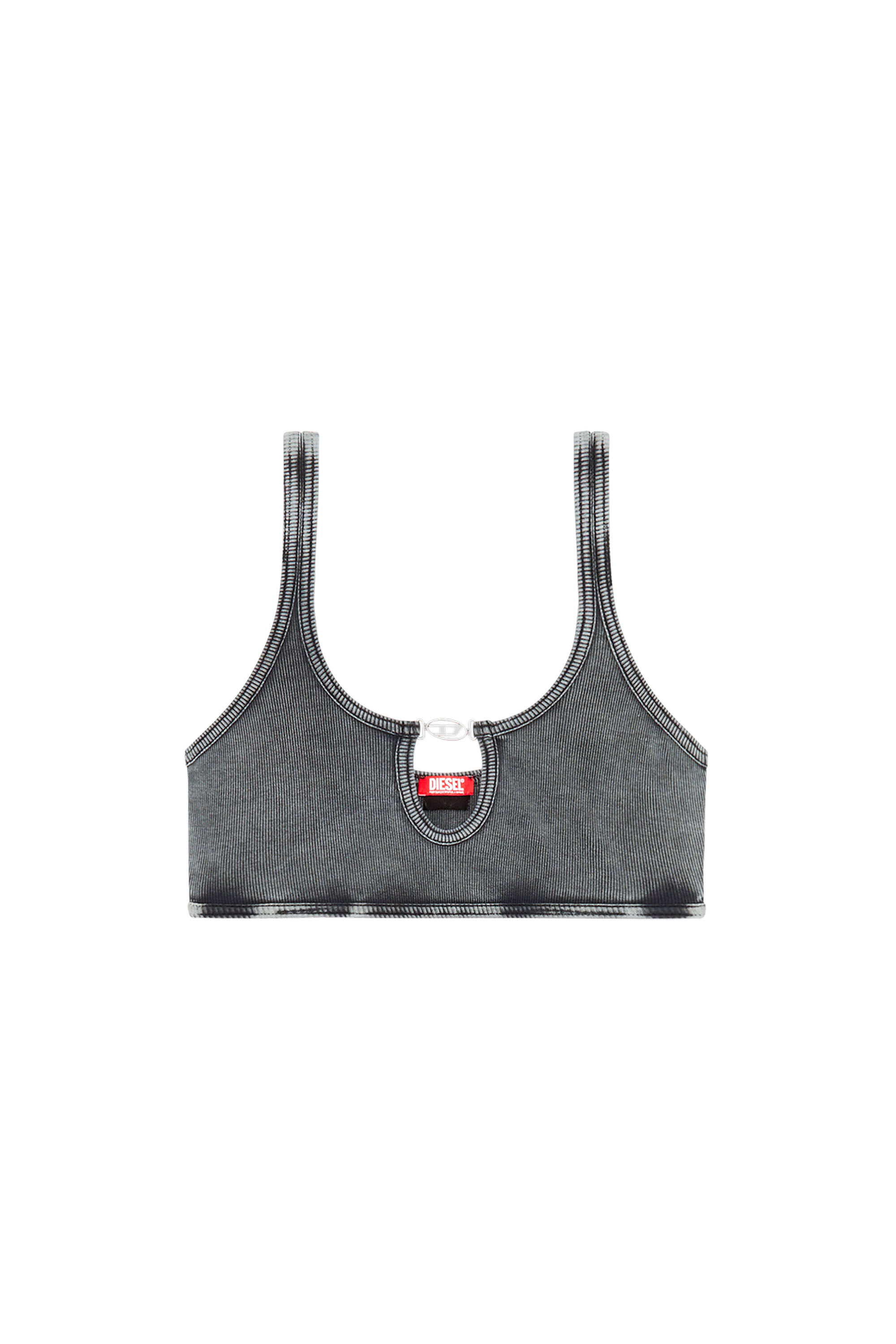 Women's Ribbed bralette with Oval D plaque | Black | Diesel