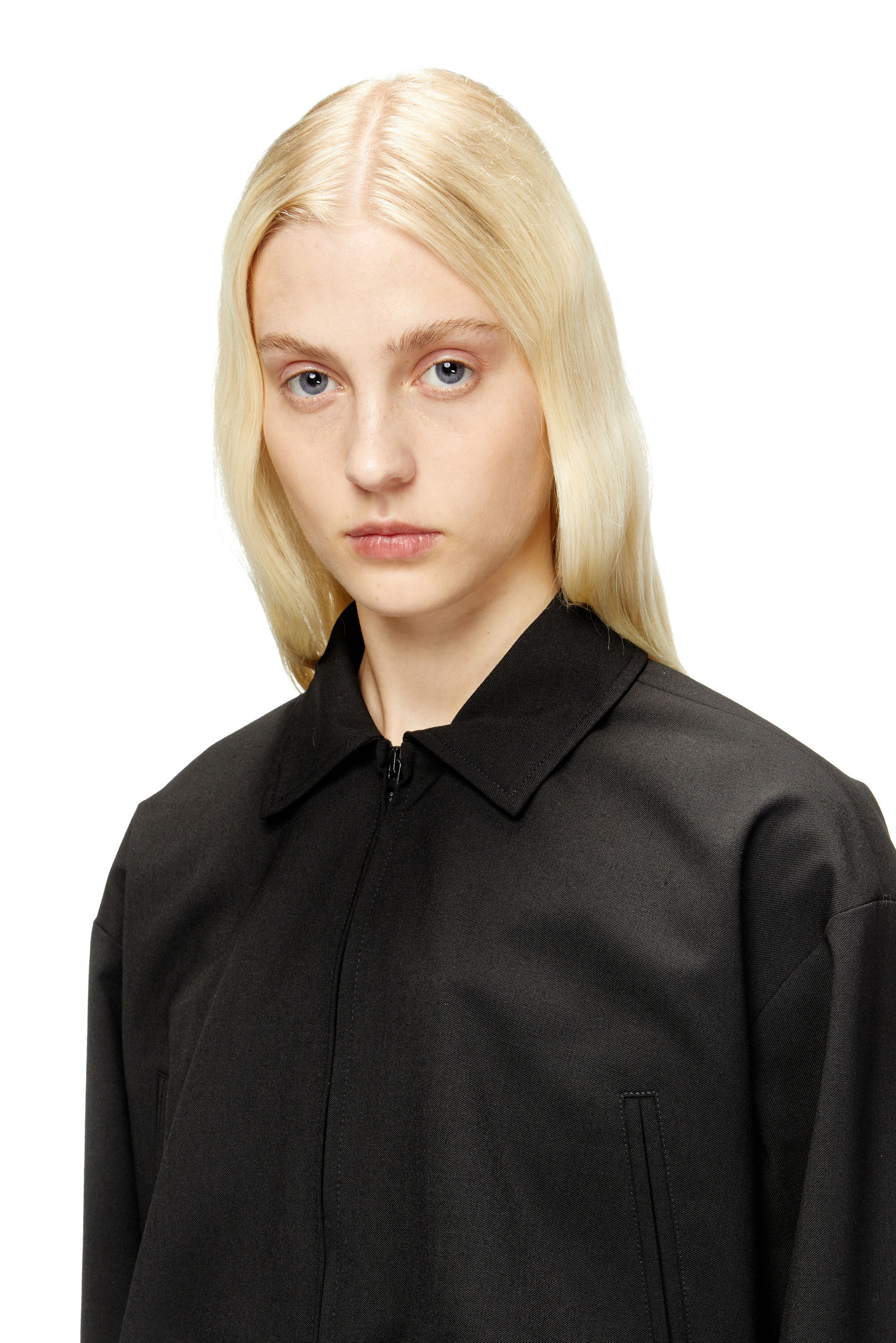 Diesel - J-TING-FEM-R2, Woman's Cropped jacket in tailoring fabric and nylon in Black - 4